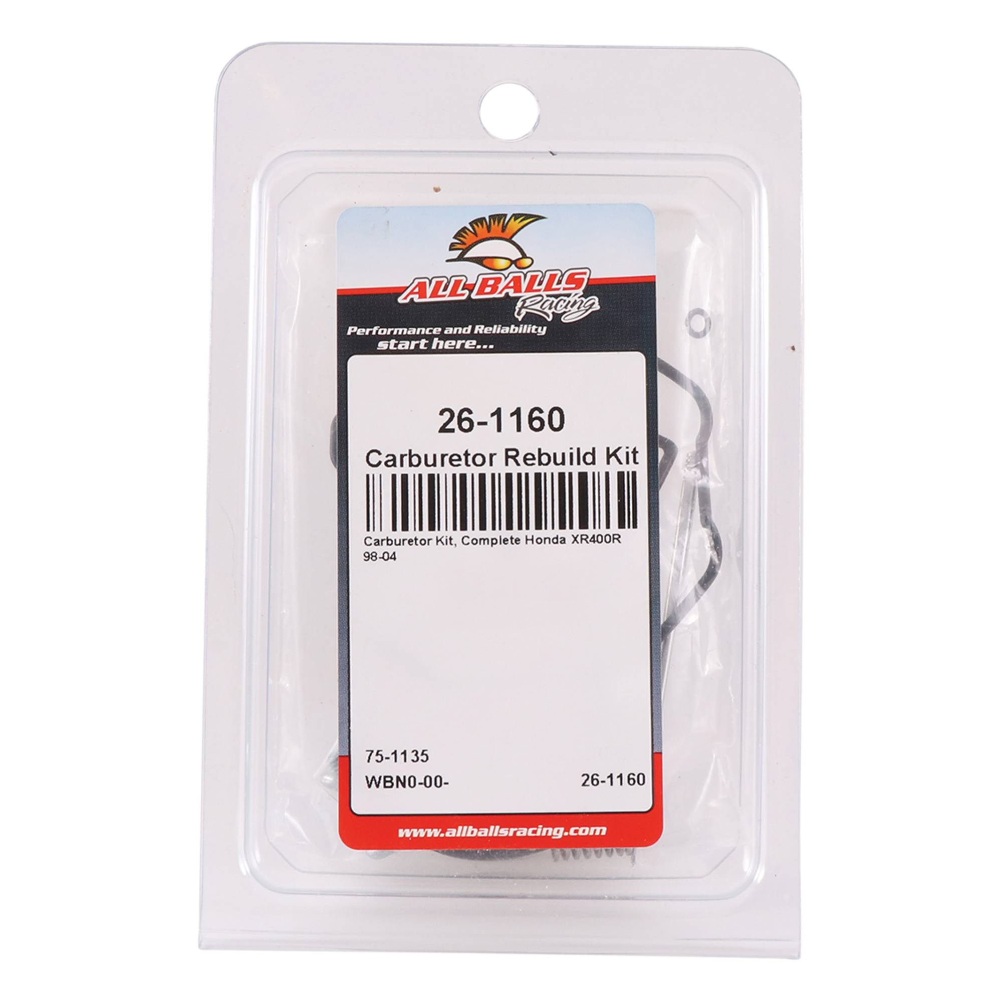 All Balls Carburetor Rebuild Kit 26-1160 for Honda XR 400 R 98-04