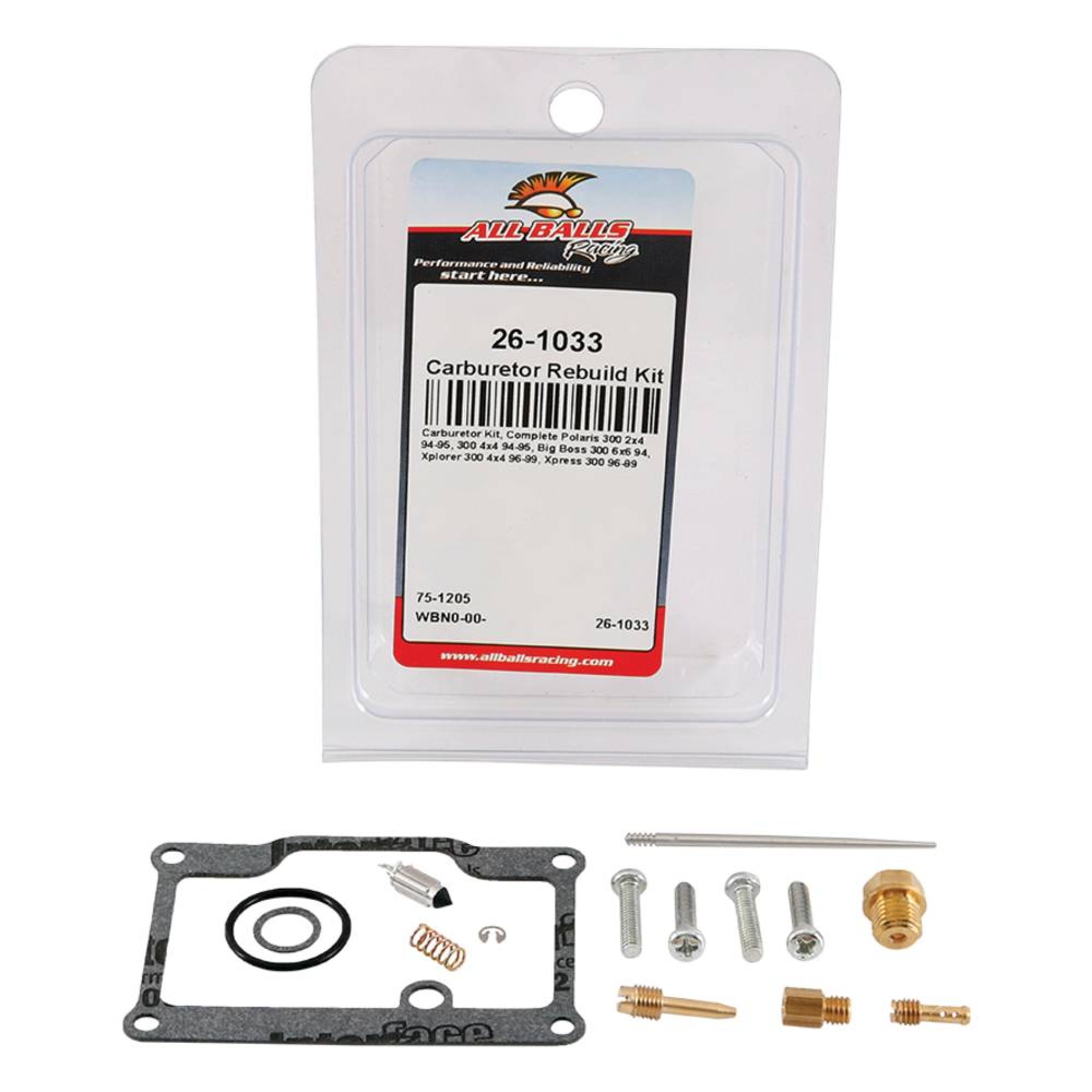 All Balls Carburetor Rebuild Kit 26-1033 for Polaris 300 2x4, 300 4x4 94 95