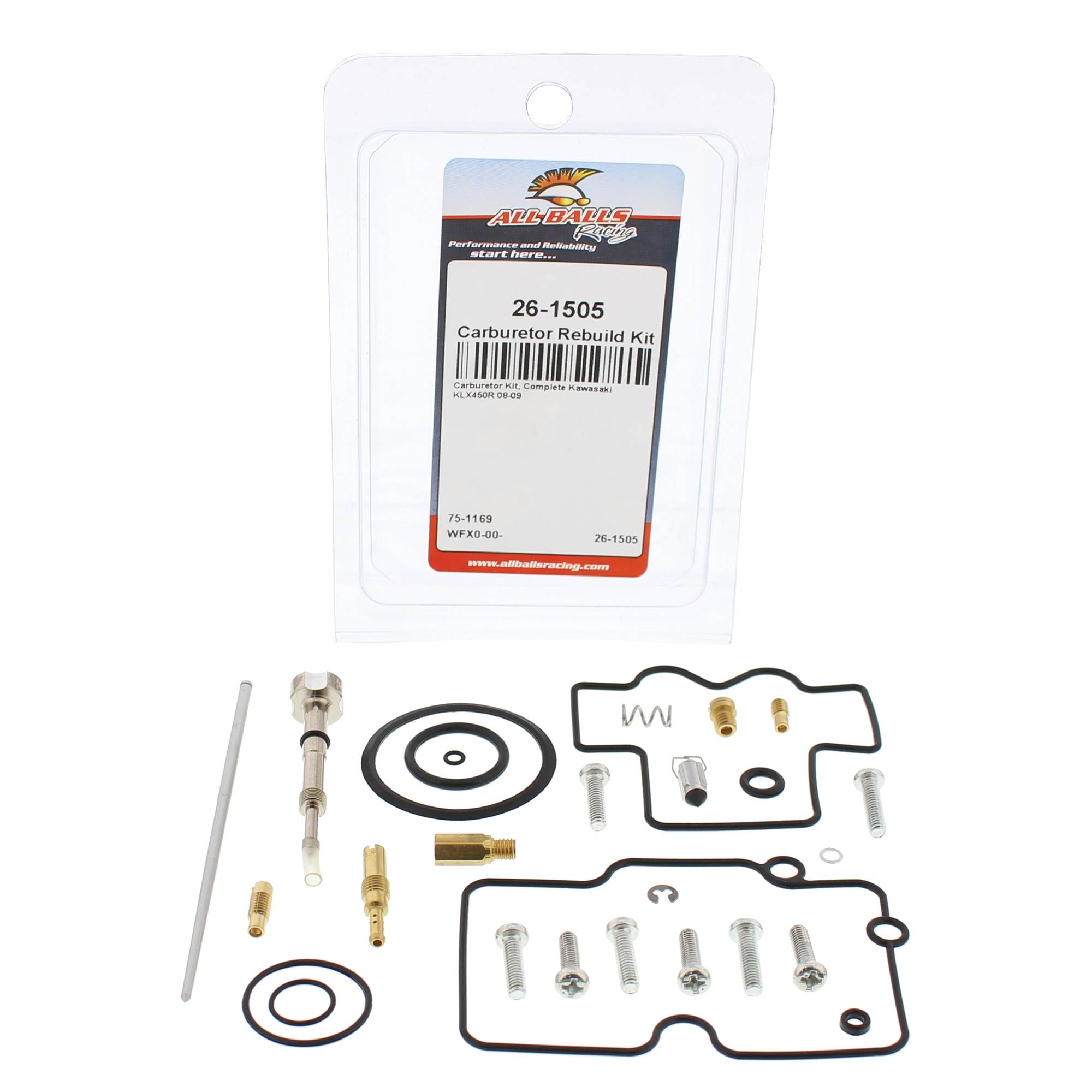 All Balls Carburetor Rebuild Kit 26-1505 for Kawasaki KLX 450 R 2008-2009