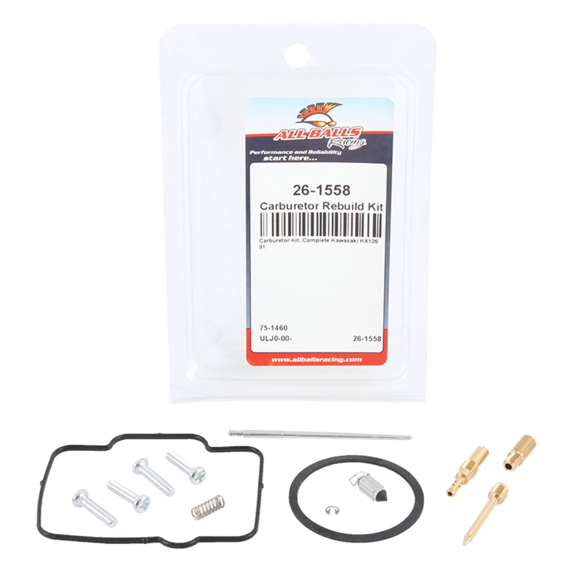 All Balls Carburetor Kit, Complete 26-1558 for Kawasaki KX 125 91