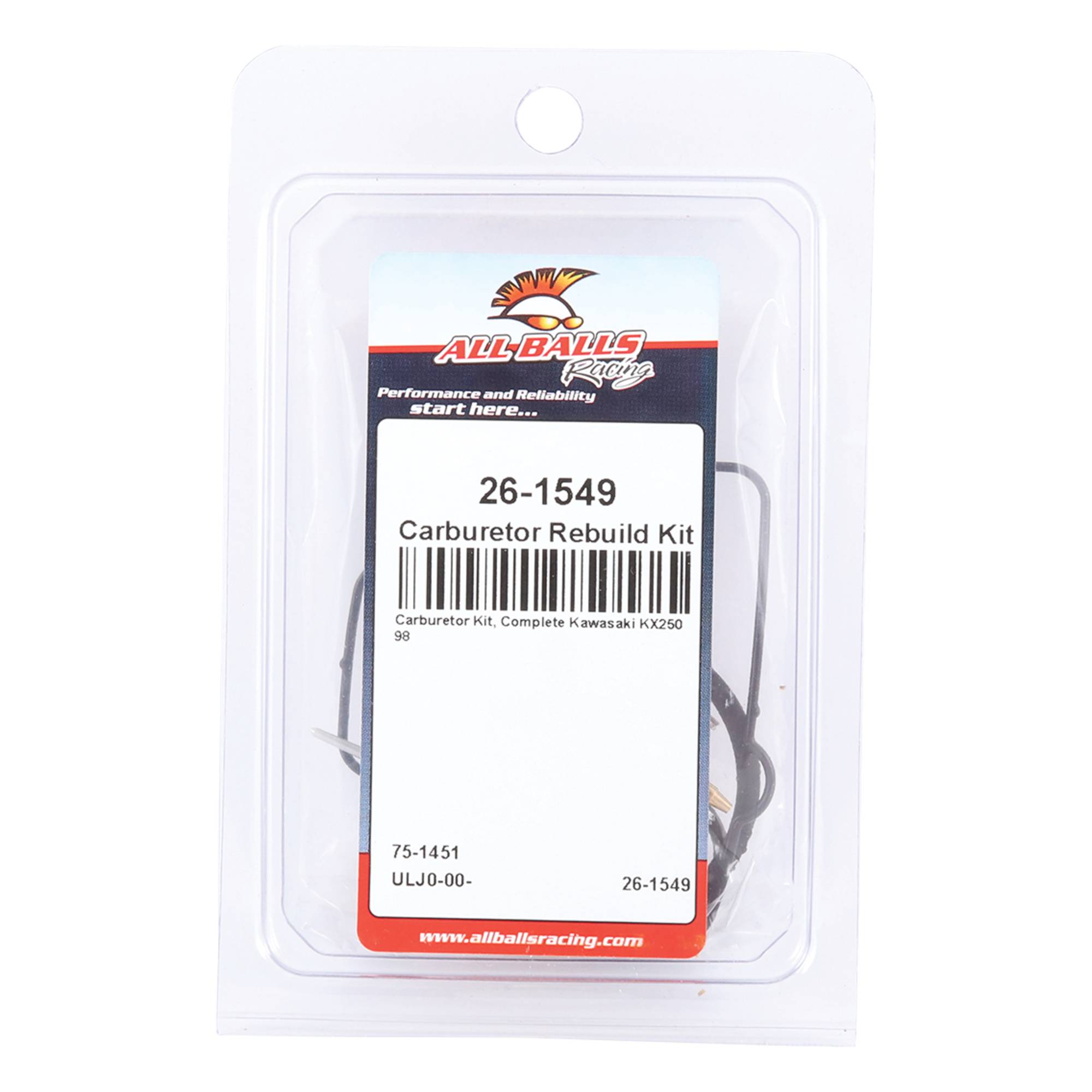 All Balls Carburetor Kit, Complete 26-1549 for Kawasaki KX 250 98