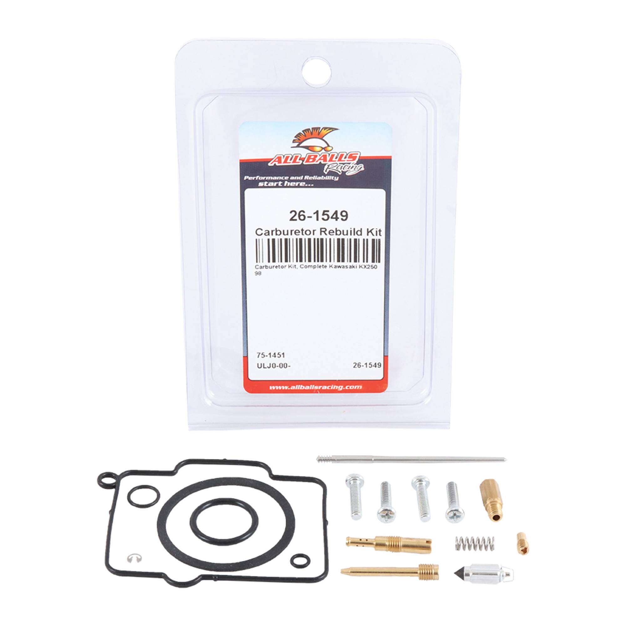 All Balls Carburetor Kit, Complete 26-1549 for Kawasaki KX 250 98