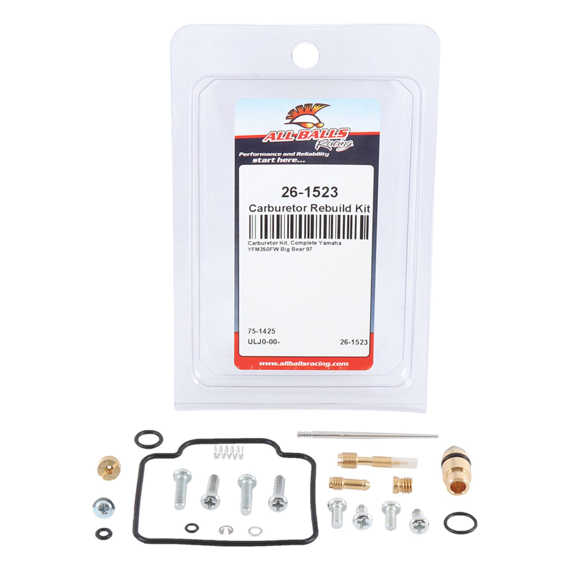 All Balls Carburetor Kit, Complete 26-1523 for Yamaha YFM350FW Big Bear