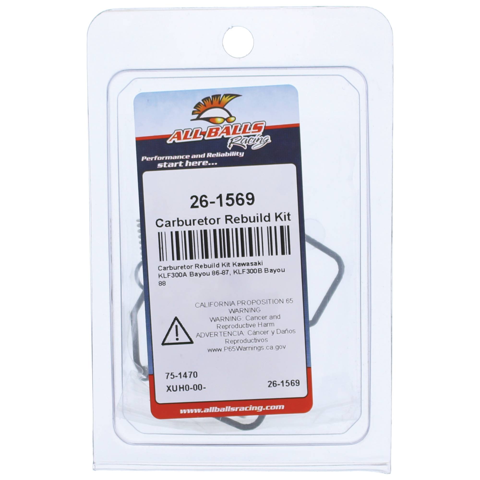 All Balls Carburetor Kit, Complete 26-1569 for Kawasaki KLF 300A Bayou 86-87