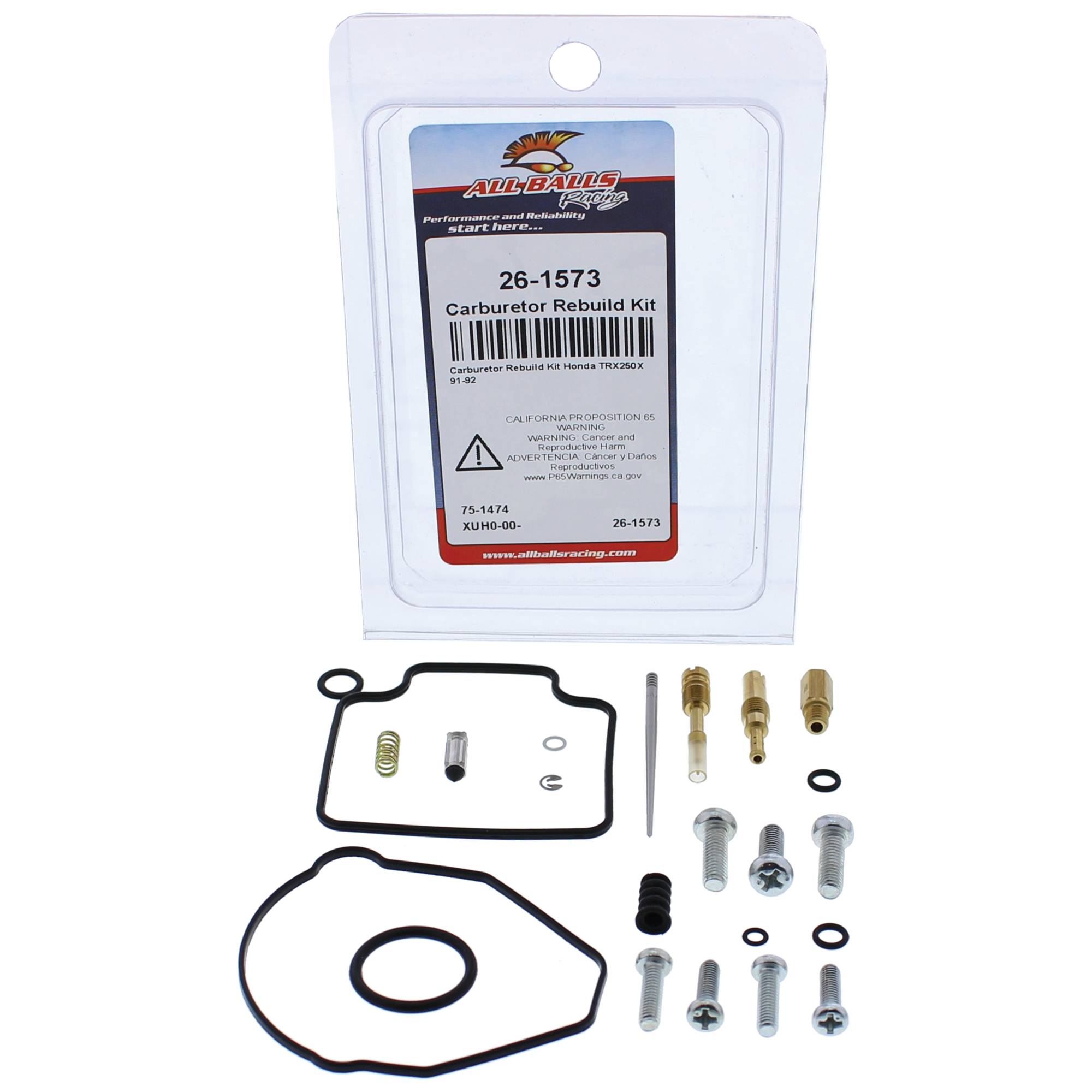 All Balls Carburetor Kit, Complete 26-1573 for Honda TRX 250 X 91-92