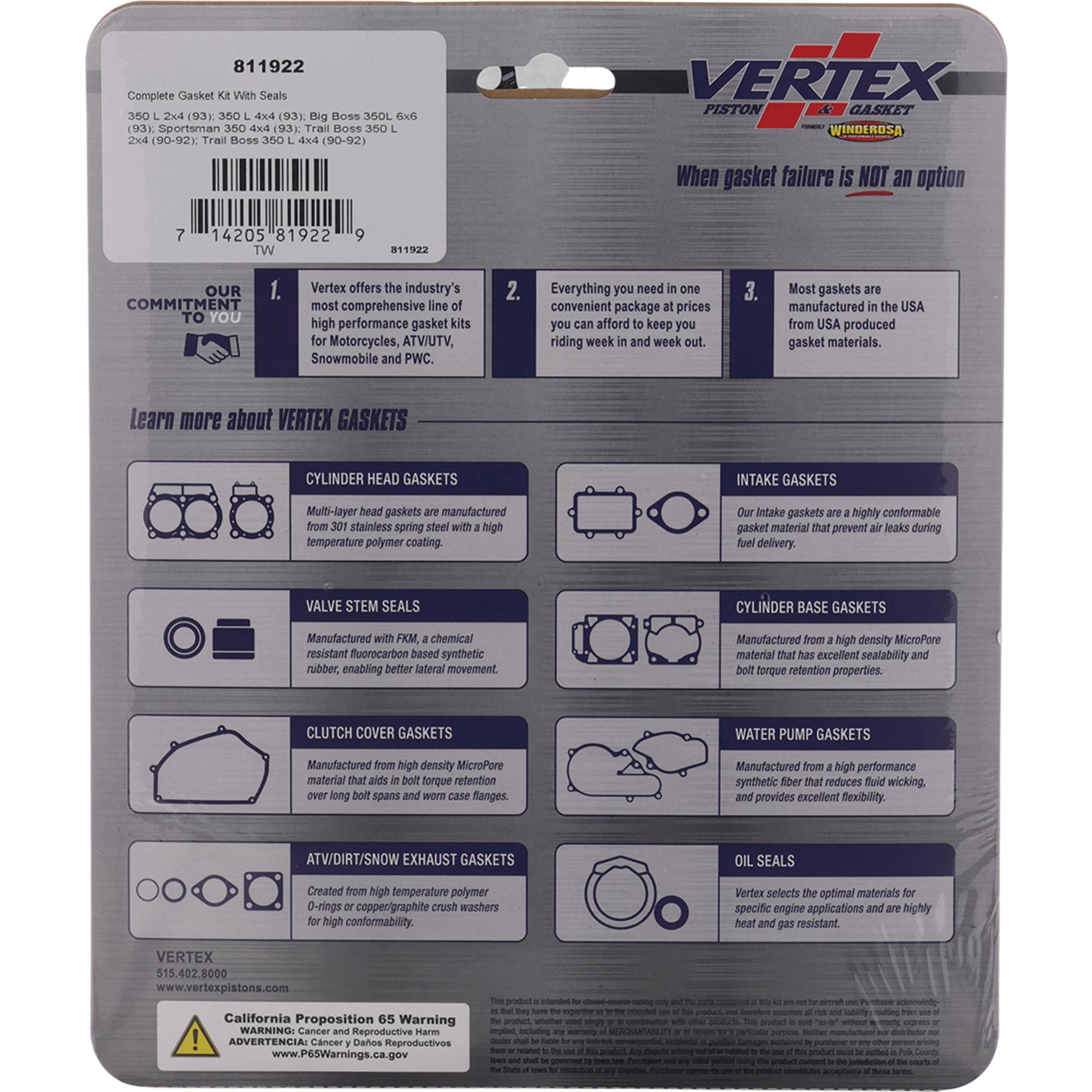 Winderosa Complete Gasket Kit with Oil Seals for Polaris, 811922