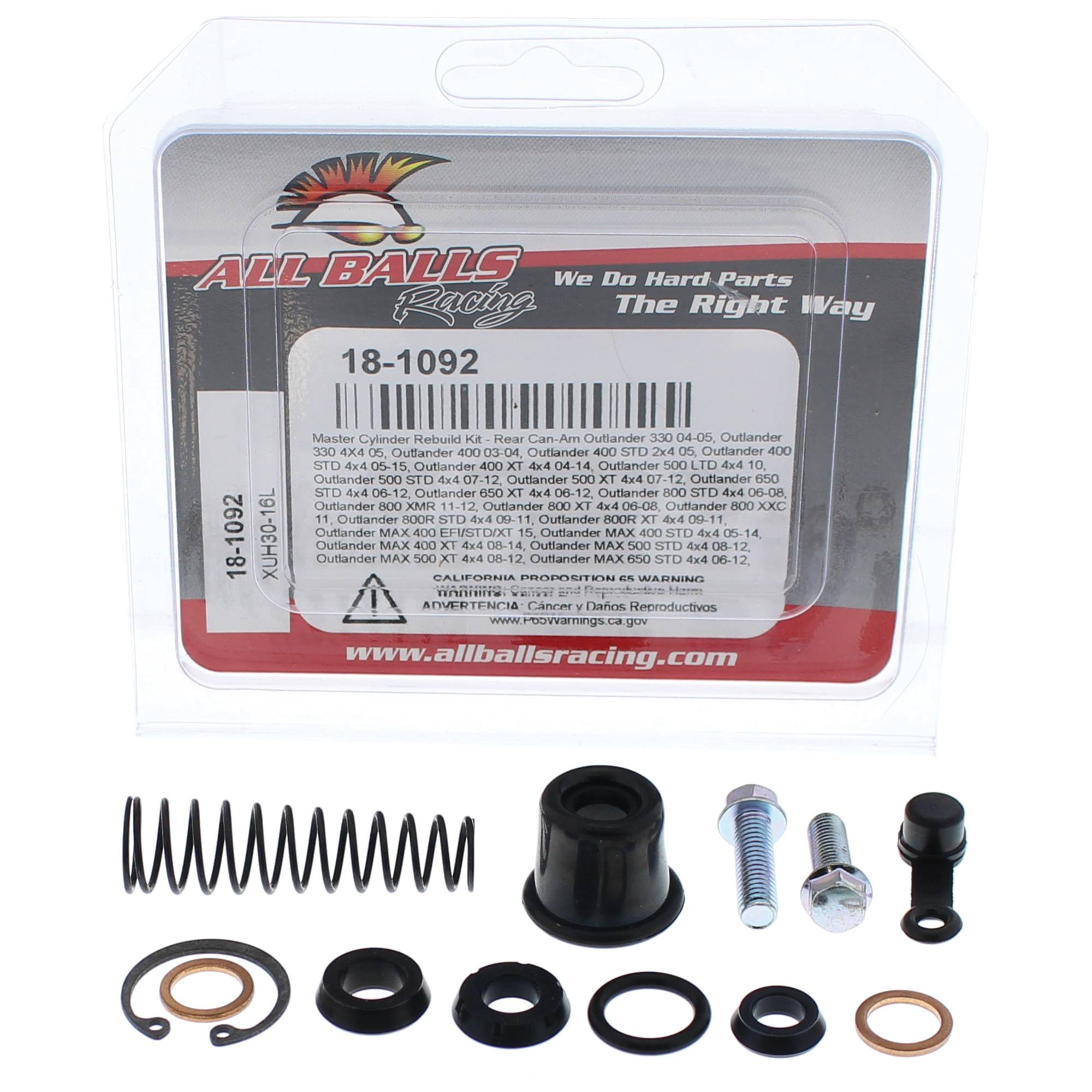 All Balls Master Cylinder Rebuild Kit 18-1092 for Can-Am Outlander 330 4x4
