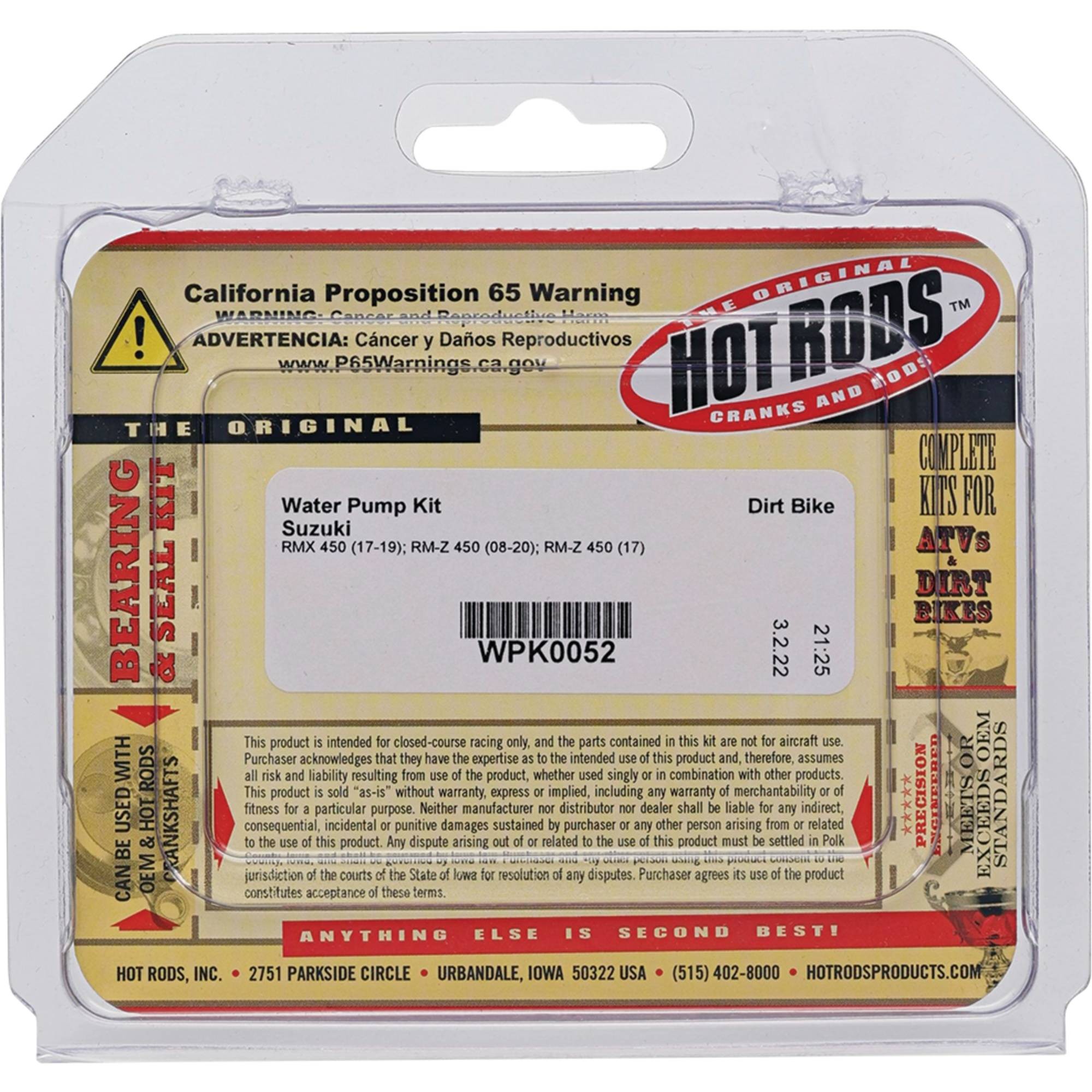 Hot Rods Water Pump Kits for Suzuki RMZ 450 (08-16) WPK0052