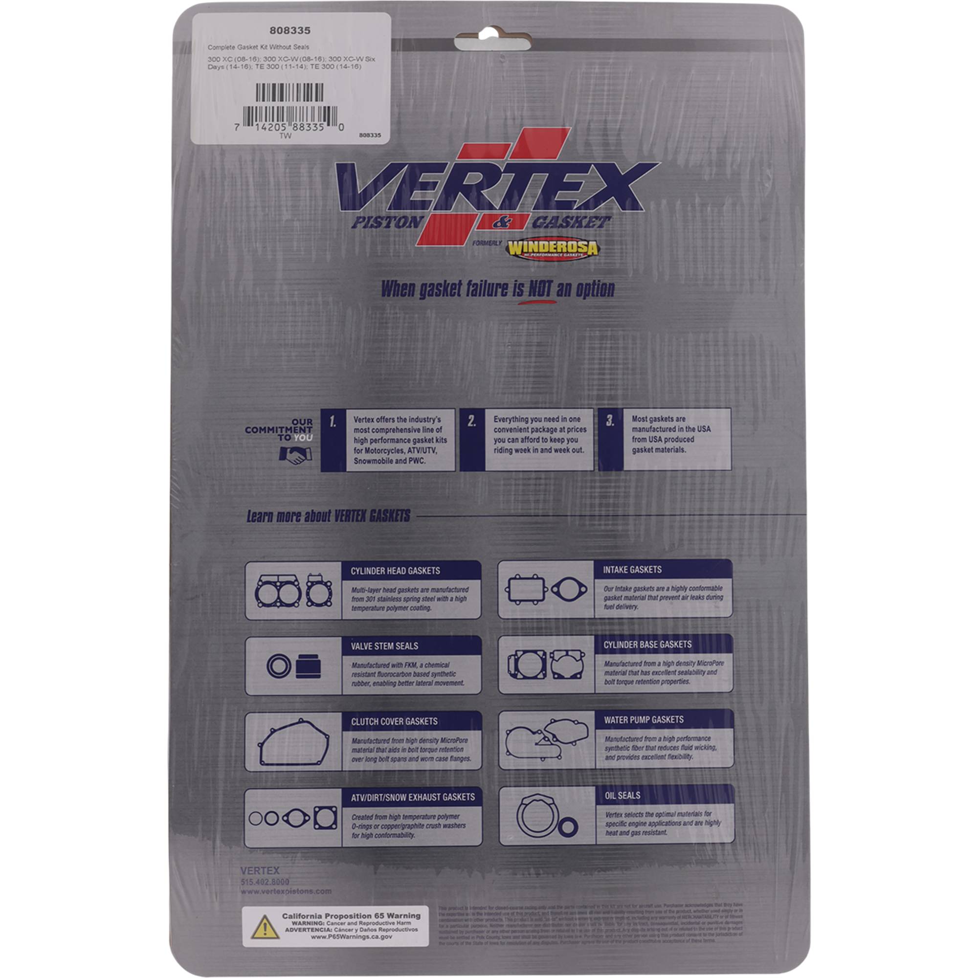 Winderosa Complete Gasket Set for KTM 300 XC 08 09 10 11 12 13 14 15 16