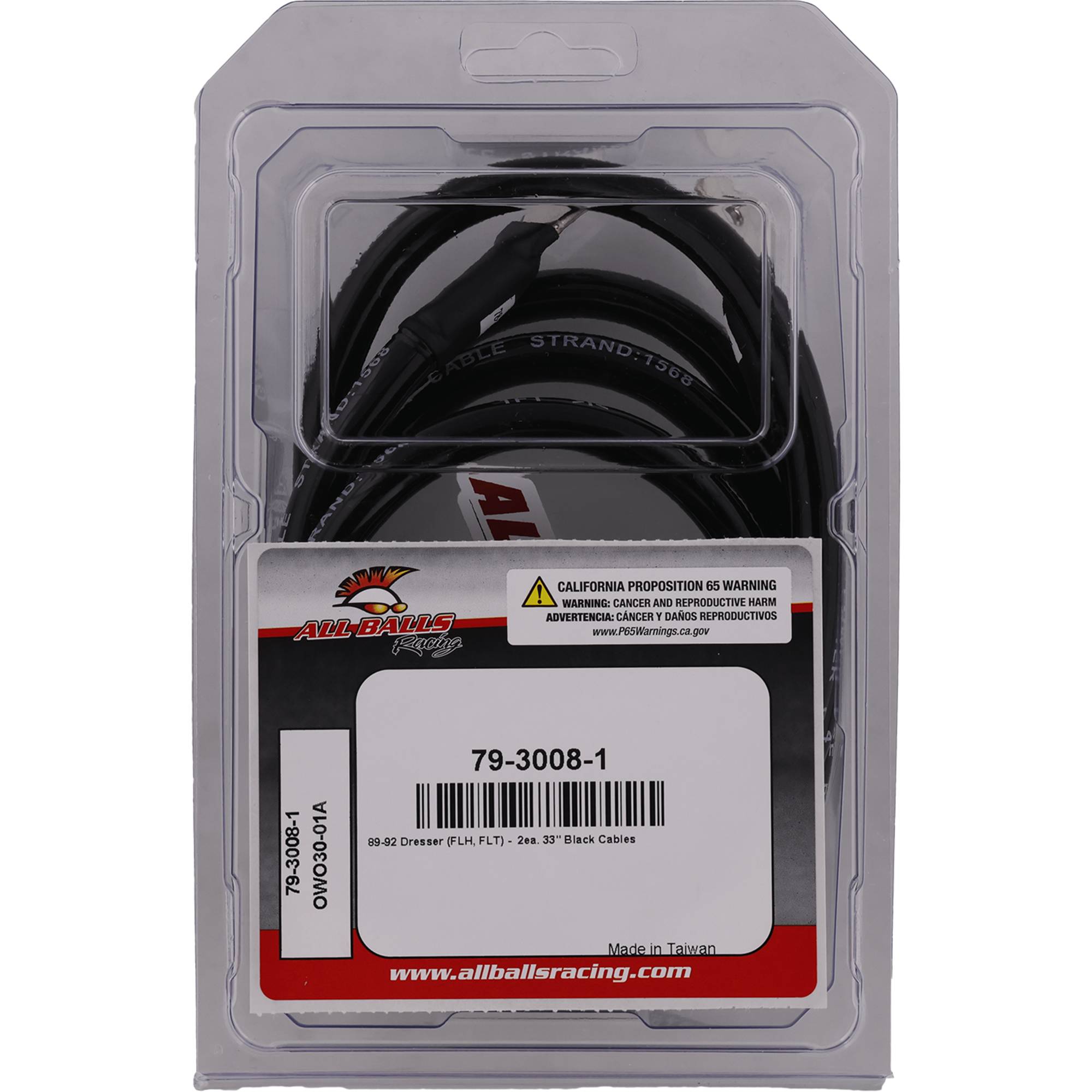 All Balls Black - 2 Each 33" Battery Cables for Harley FLHS Electra Glide Sport