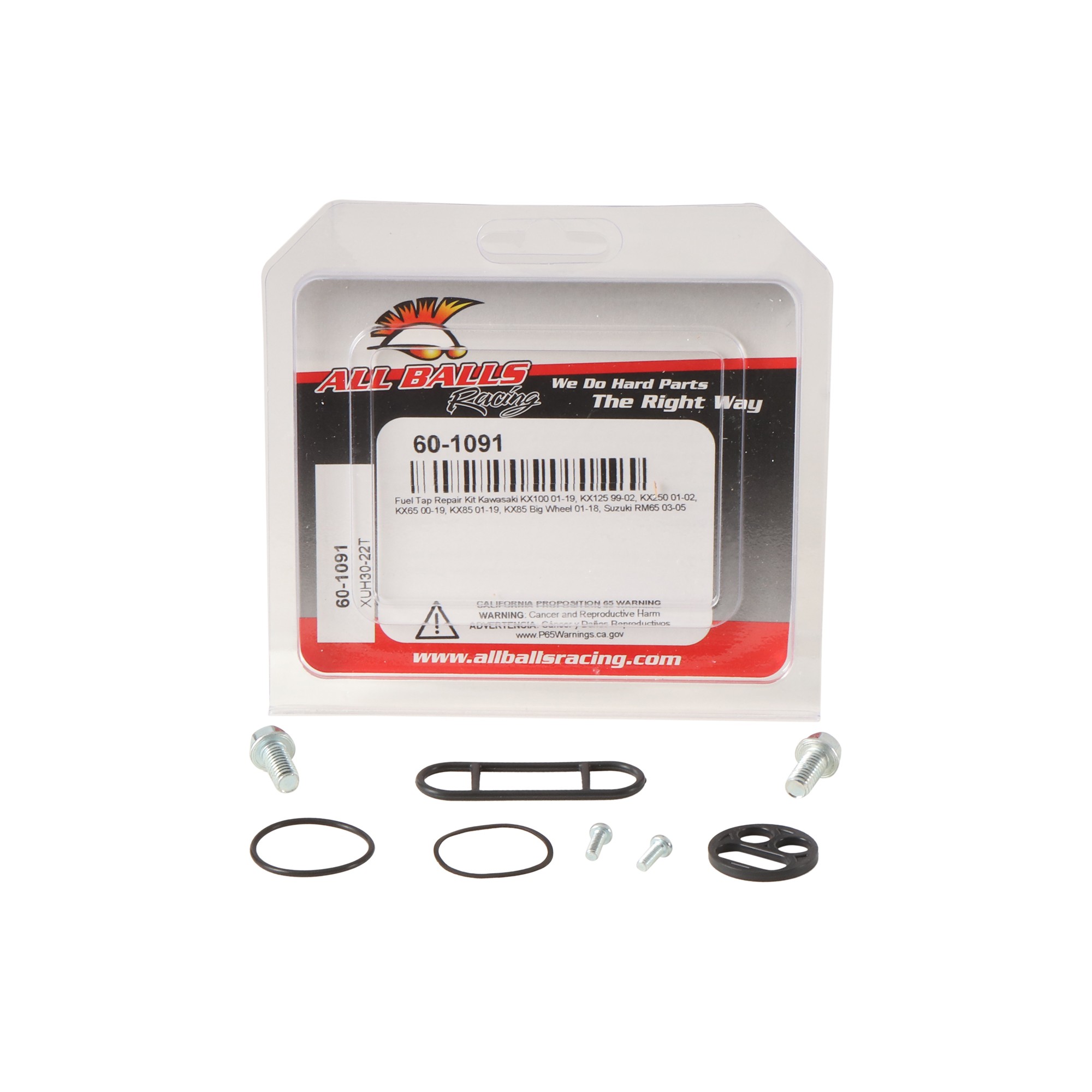 All Balls Fuel Tap Repair Kit 60-1091 for Kawasaki KX 100 01-17, KX 125 99-02