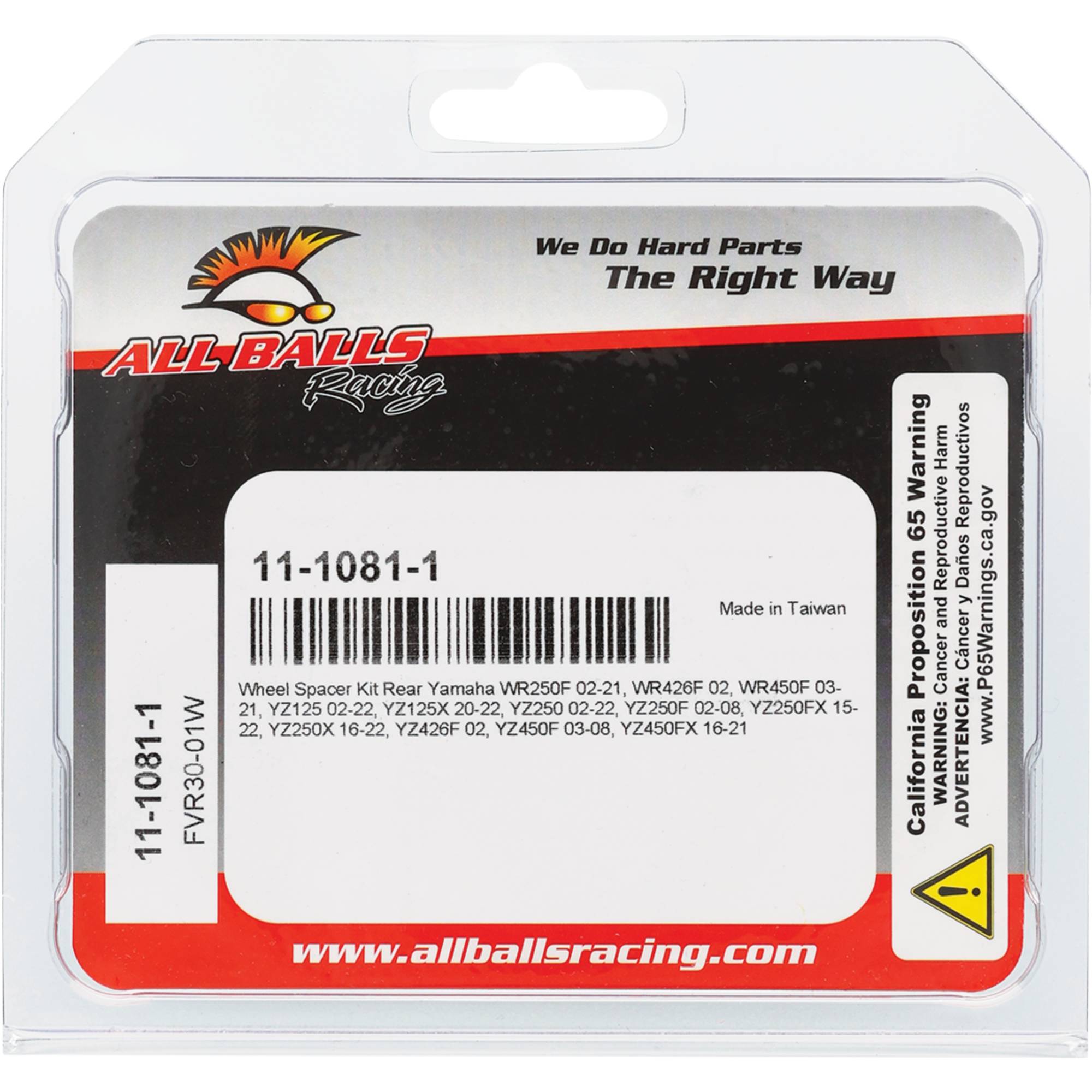 All Balls Rear Wheel Spacer Kit 11-1081-1 for Yamaha WR250F 02-18