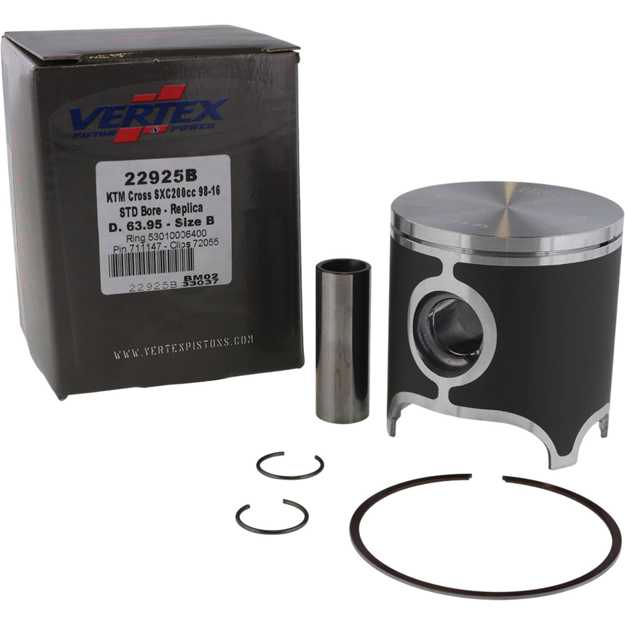 Vertex 63.95mm Standard Replica Piston Kit for Ktm 52330007400II, 22925B
