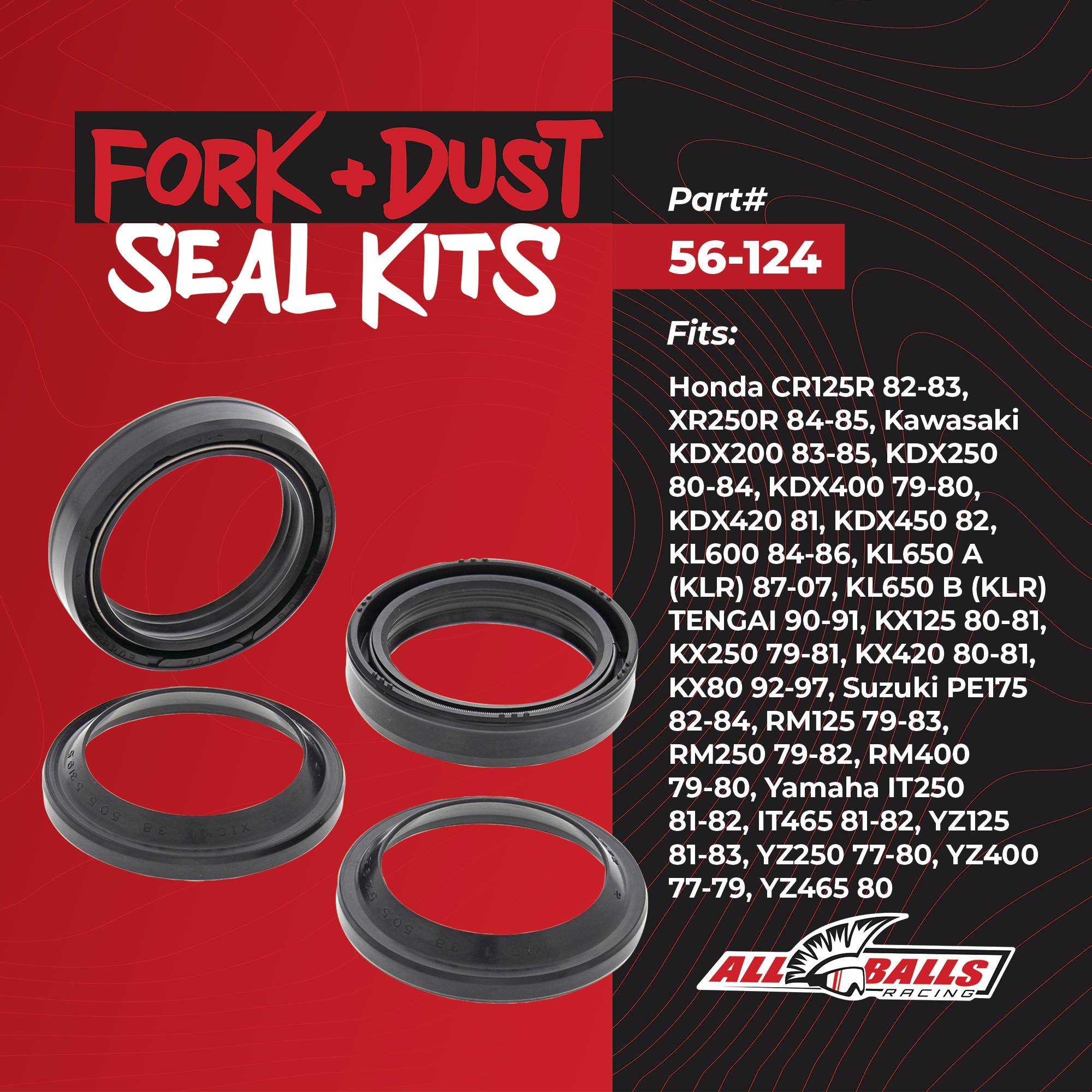 All Balls Fork Seal & Dust Seal Kit for Honda, Kawasaki, Suzuki, Yamaha