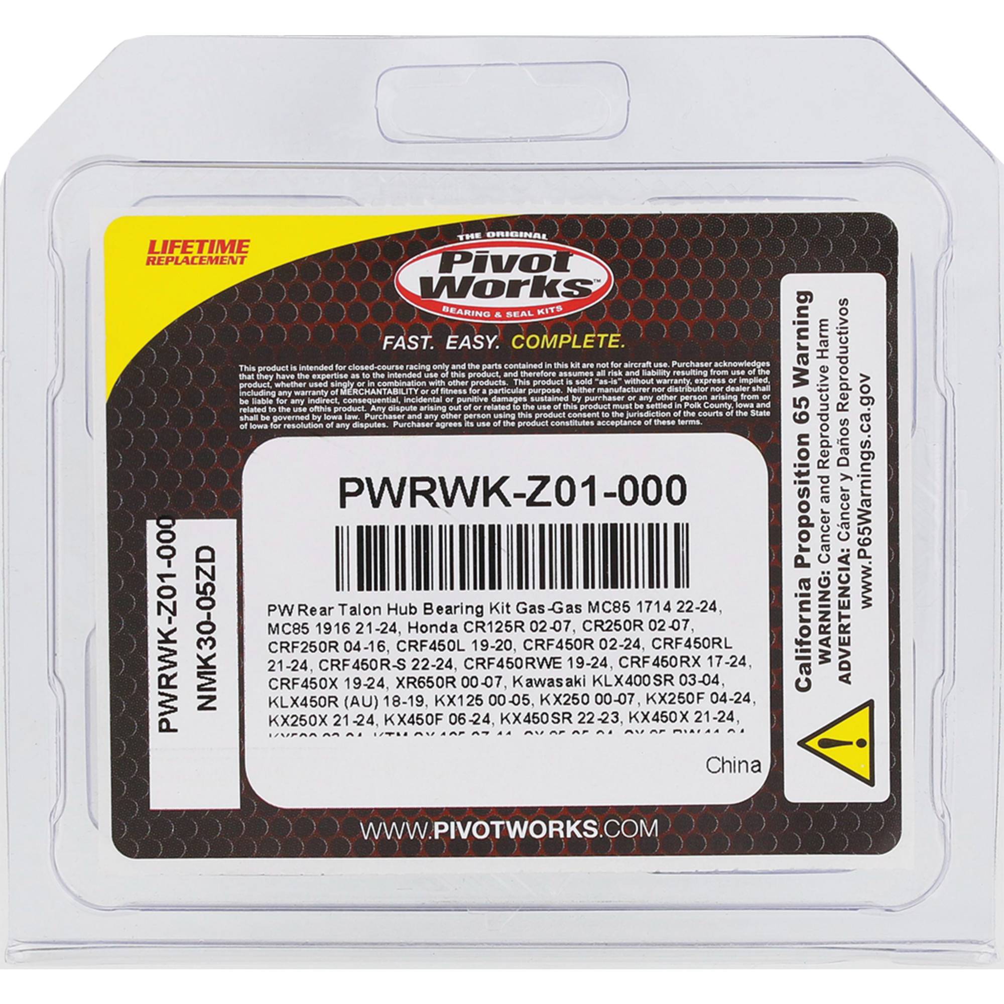 Pivot Works Wheel Bearing Kit PWRWK-Z01-000 for Honda CR 125 R 2002-2007