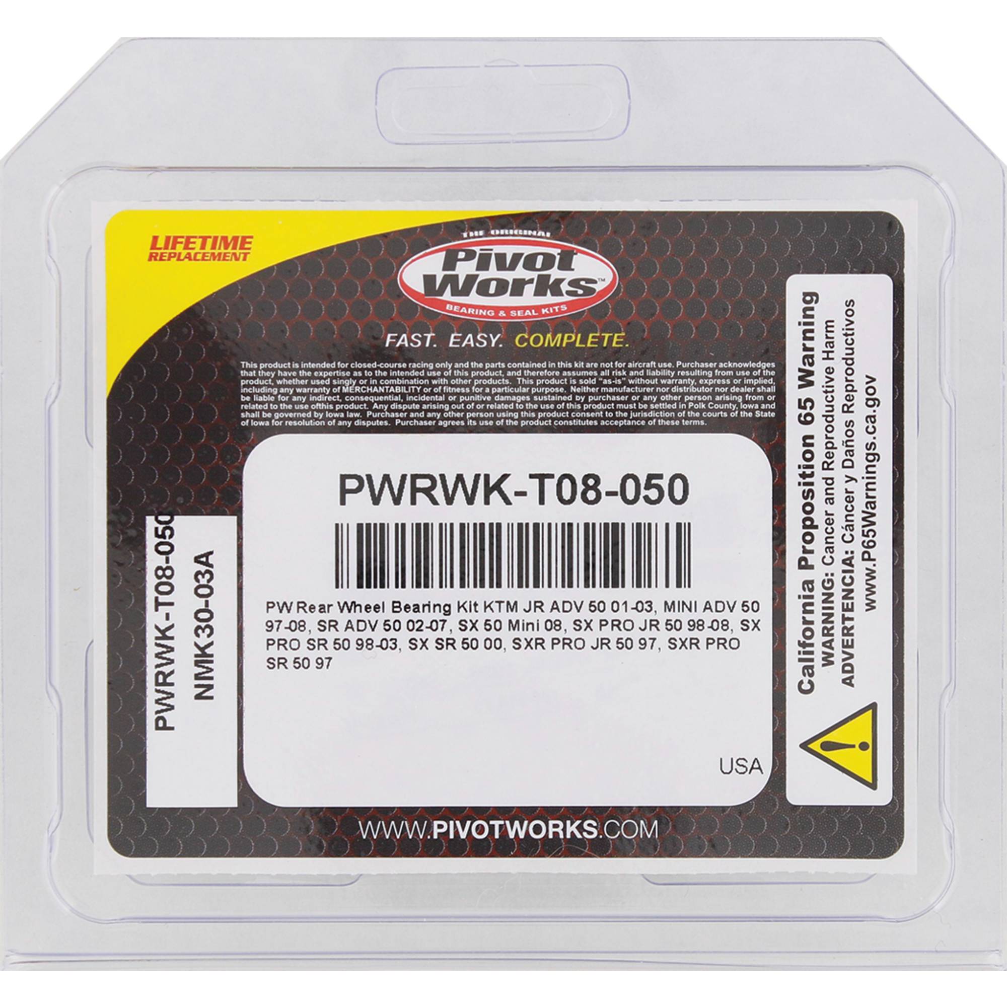 Pivot Works Wheel Bearing Kit PWRWK-T08-050 for KTM 50 Junior Adventure 01-03