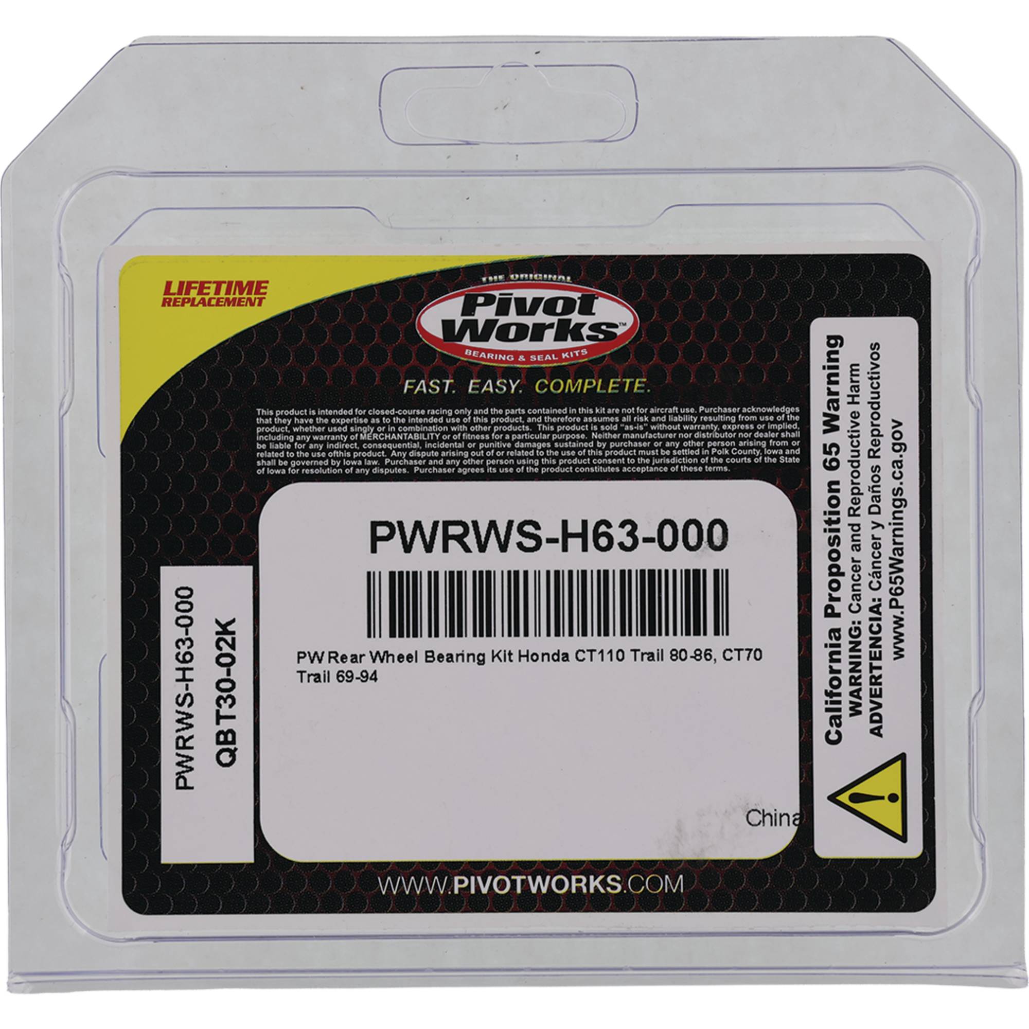 Pivot Works Wheel Bearing Kit PWRWS-H63-000 for Honda CT 110 Trail 1980-1986