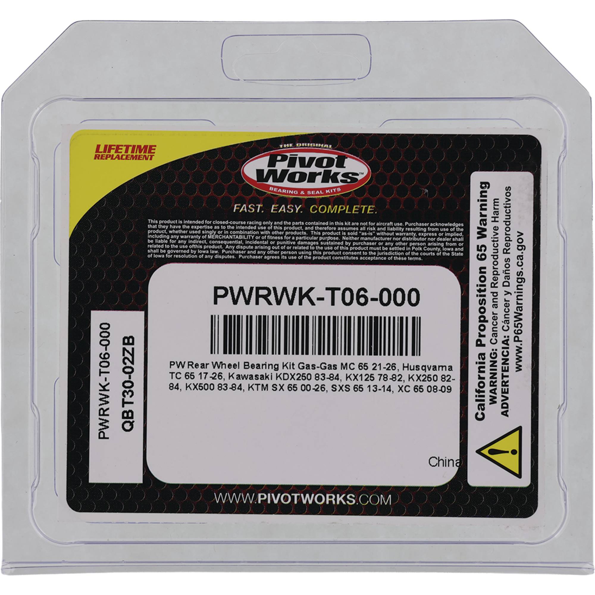 Pivot Works Wheel Bearing Kit PWRWK-T06-000 for Kawasaki KX 125 1978-1982