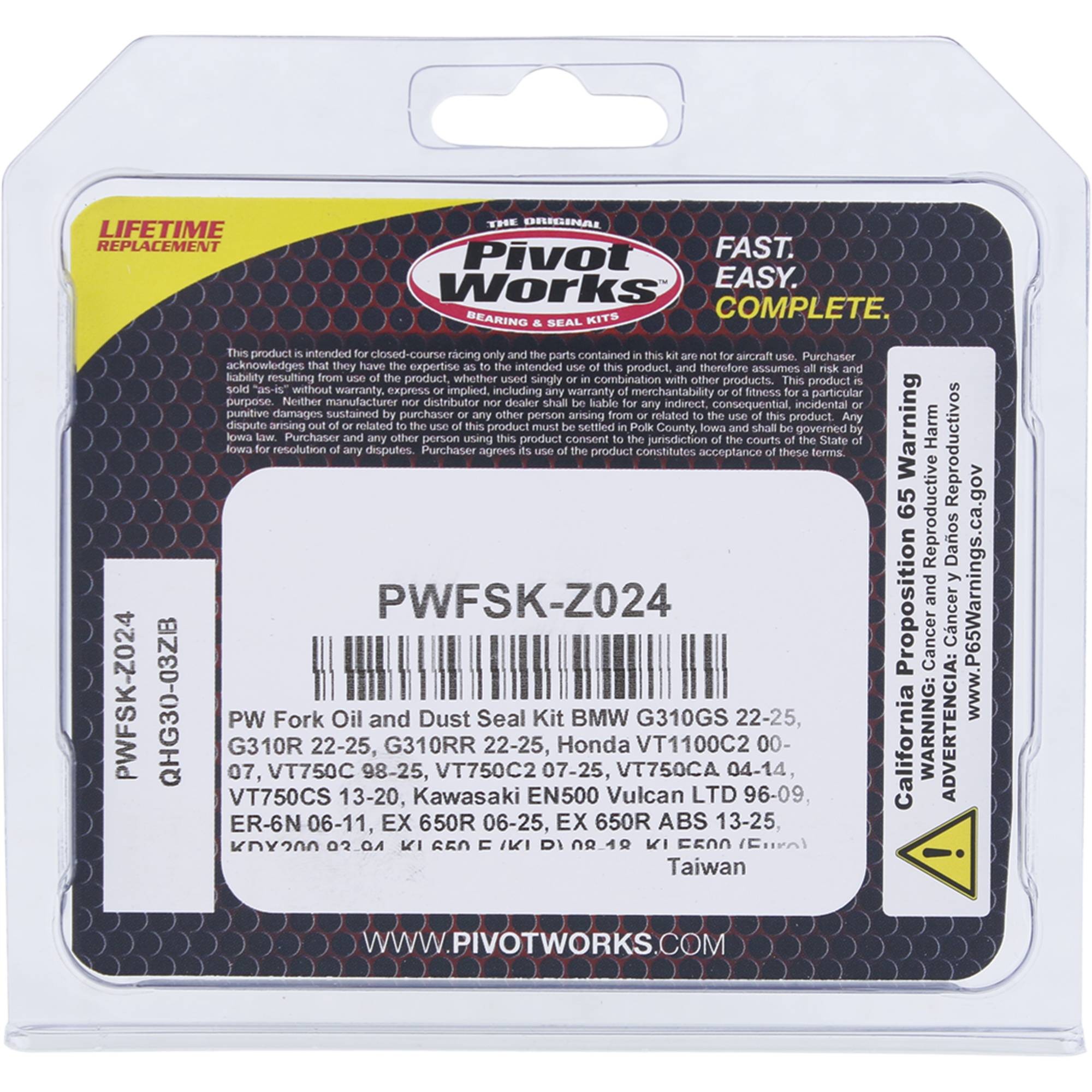 Pivot Works Fork Seal Kit PWFSK-Z024 for Honda VT 1100 C2 2000-2007