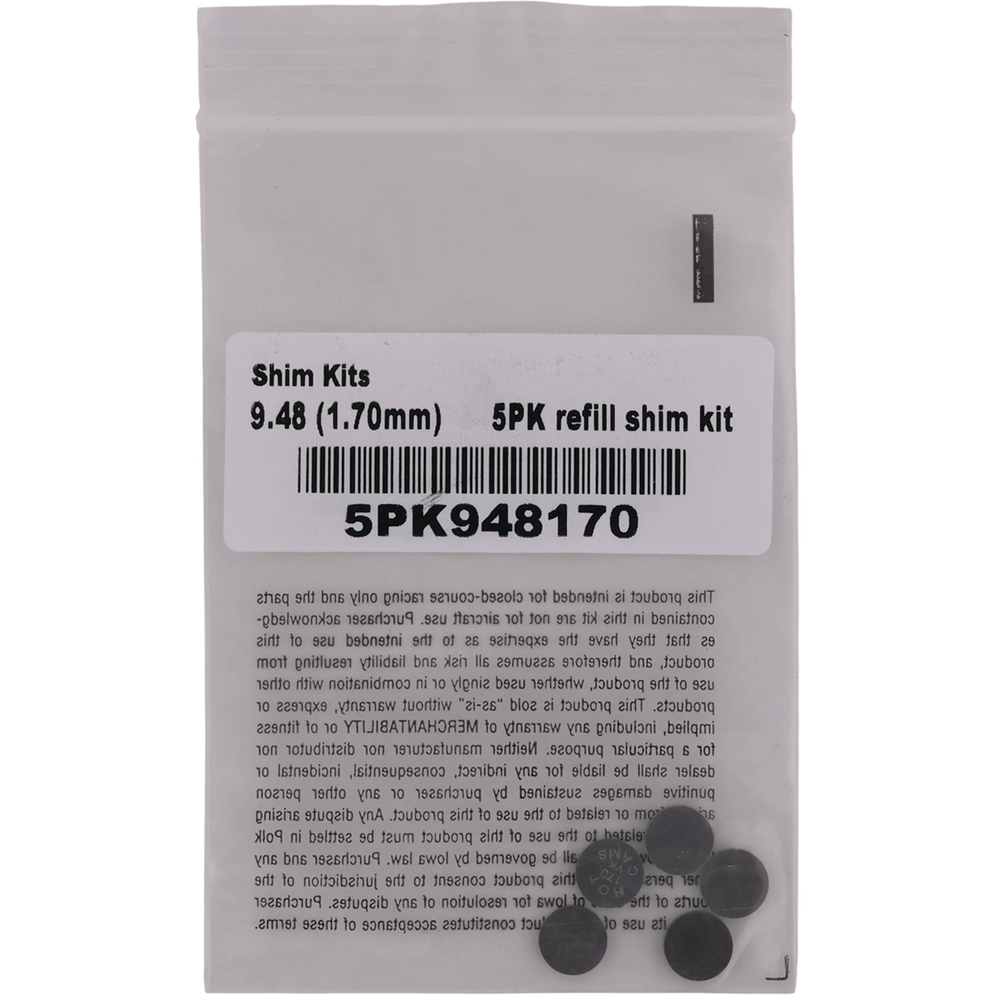 Hot Cams 1.70mm 5-piece Shim Refill for 2004-2008 Arctic Cat DVX 400