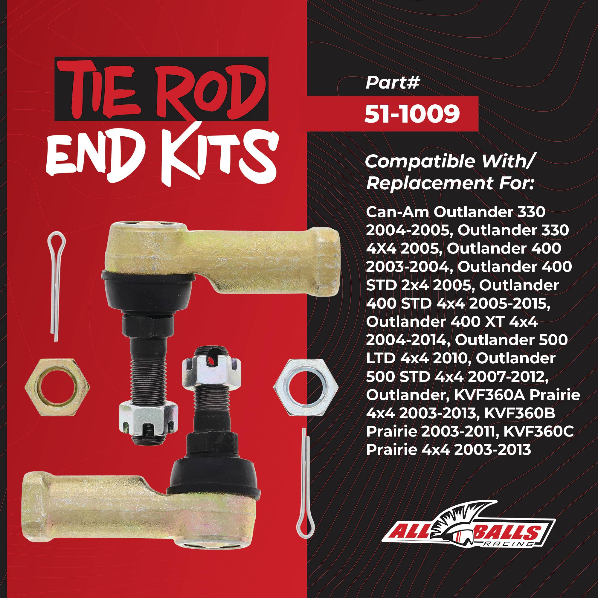 All Balls Tie Rod End Kit for Can-Am Kawasaki