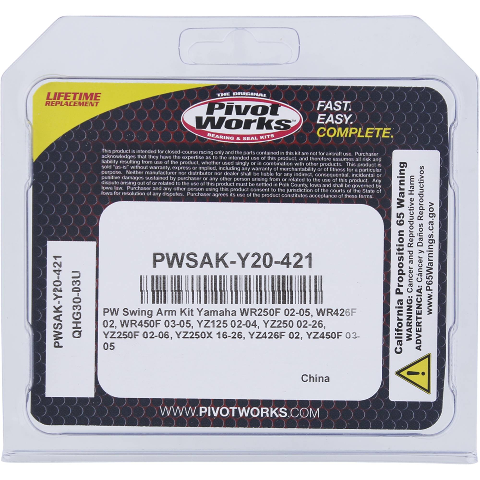 Pivot Works Swing Arm Kit for 2002 - 2005 Yamaha WR 250F 416887