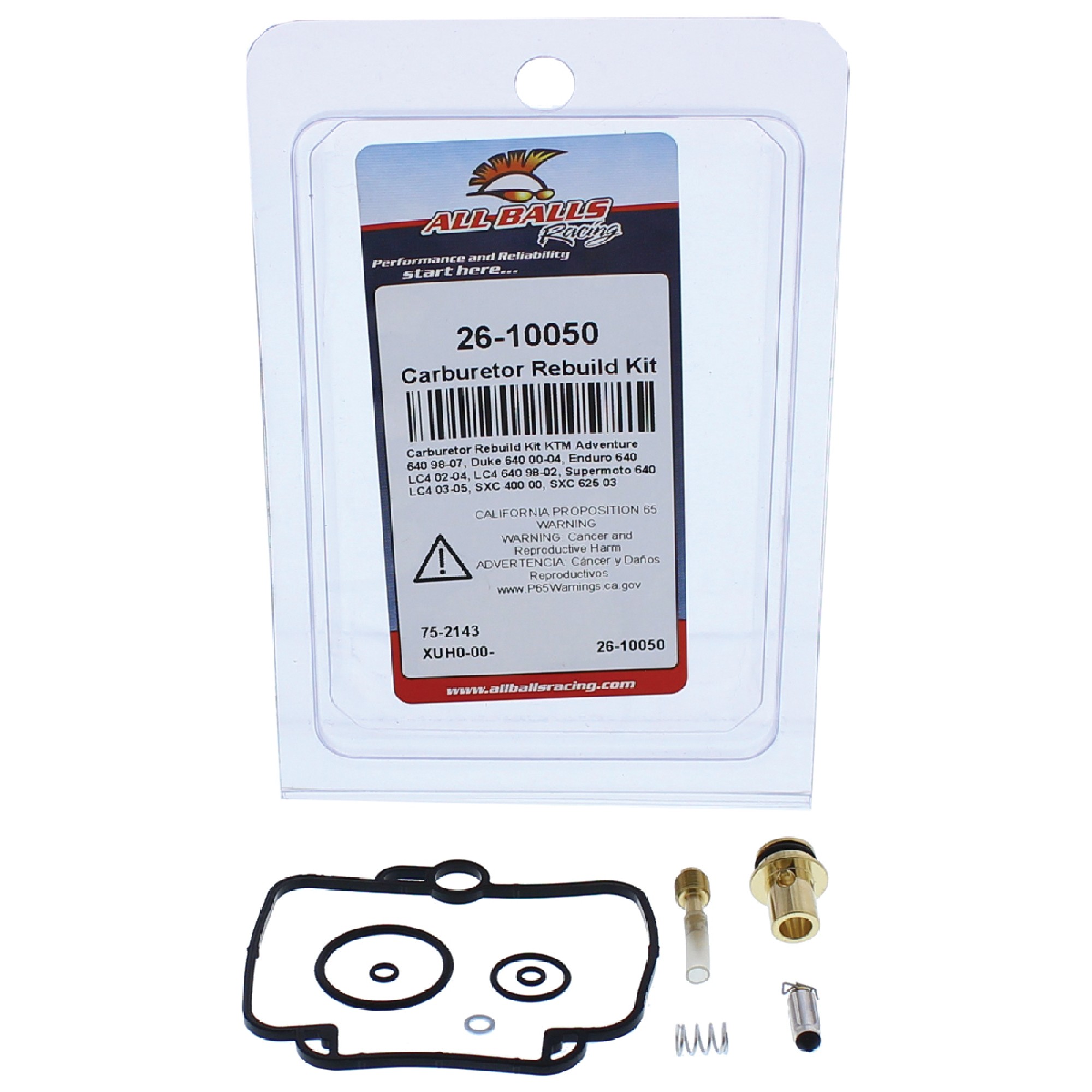 All Balls Carburetor Rebuild Kit (26-10050) for KTM SXC 400 00, SXC 625 03