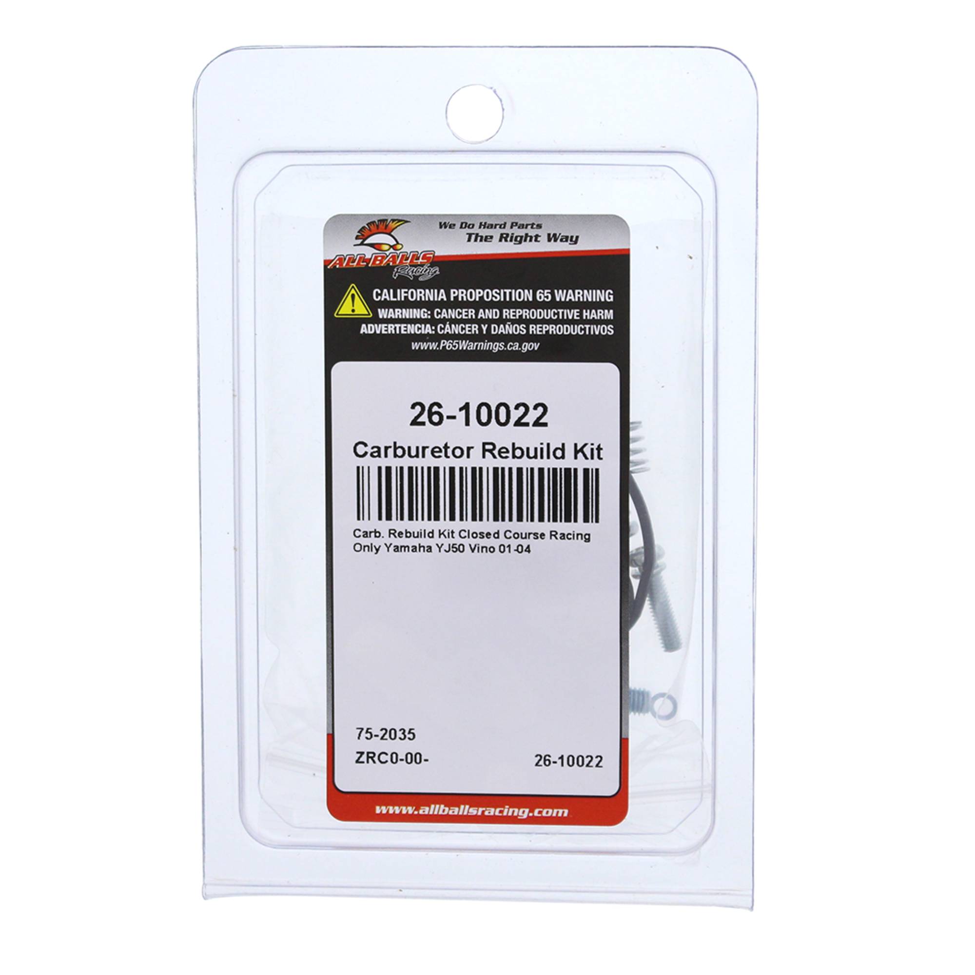 All Balls Carburetor Rebuild Kit (26-10022) for Yamaha YJ50 Vino 01 02 03 04