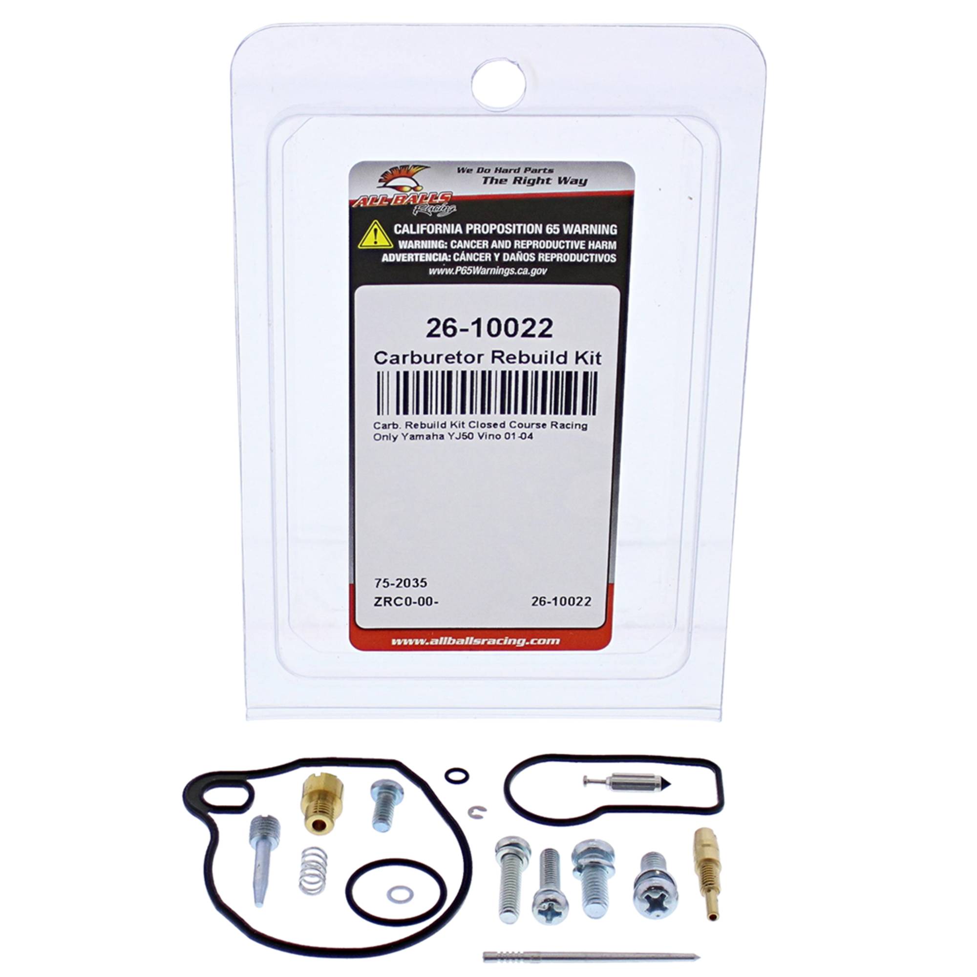 All Balls Carburetor Rebuild Kit (26-10022) for Yamaha YJ50 Vino 01 02 03 04