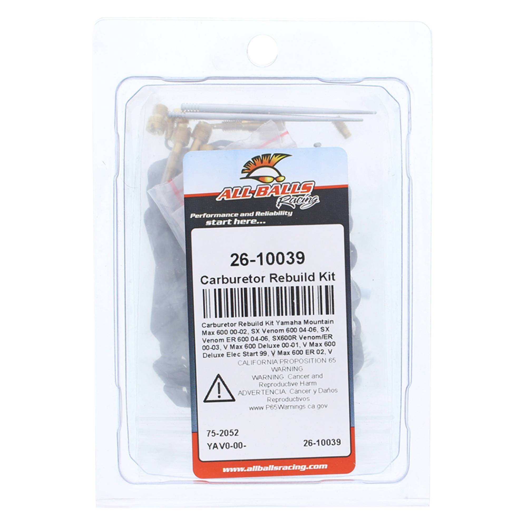 All Balls Carburetor Rebuild Kit (26-10039) for Yamaha SX Venom ER 600 04 05 06