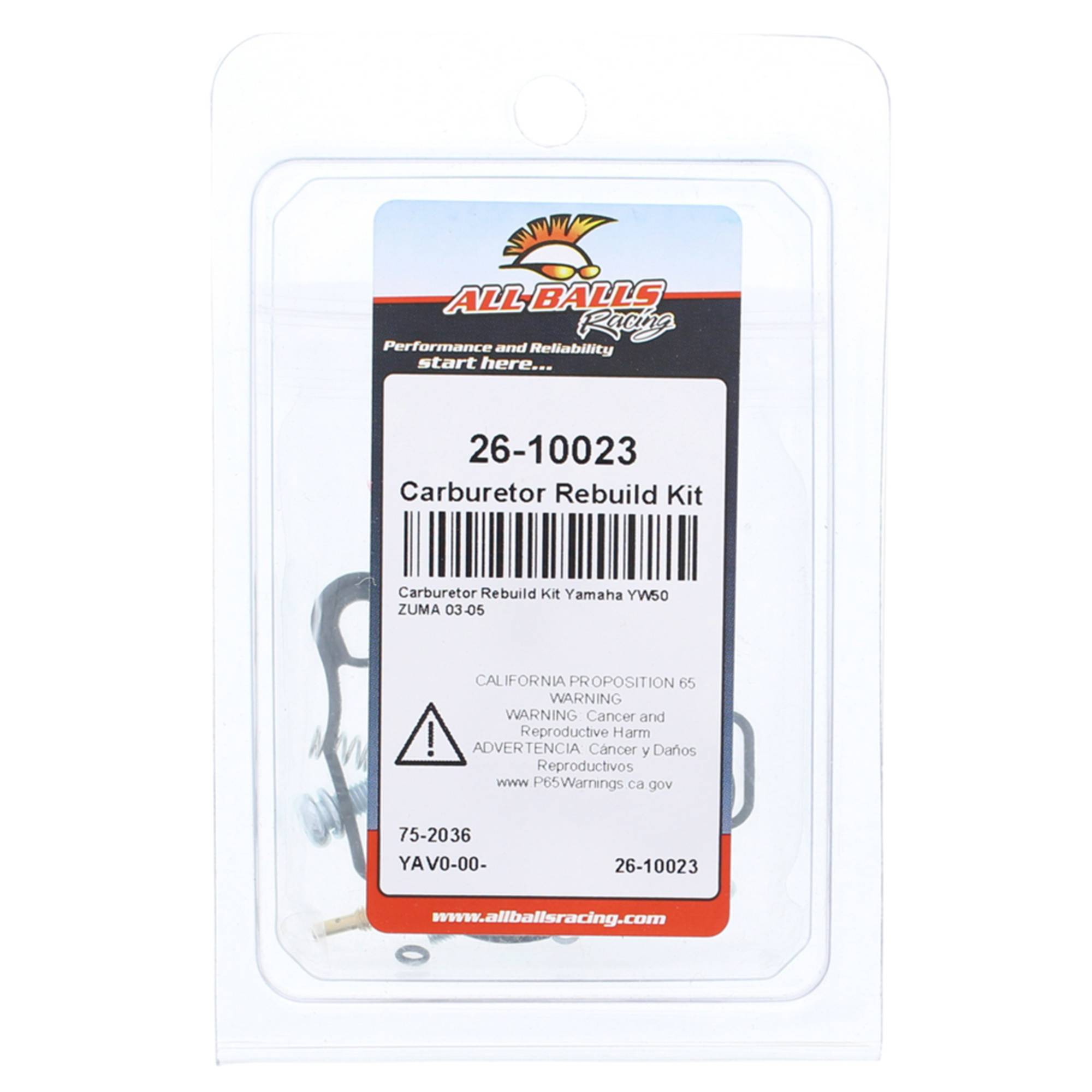 All Balls Carburetor Rebuild Kit (26-10023) for Yamaha YW50 ZUMA 03 04 05