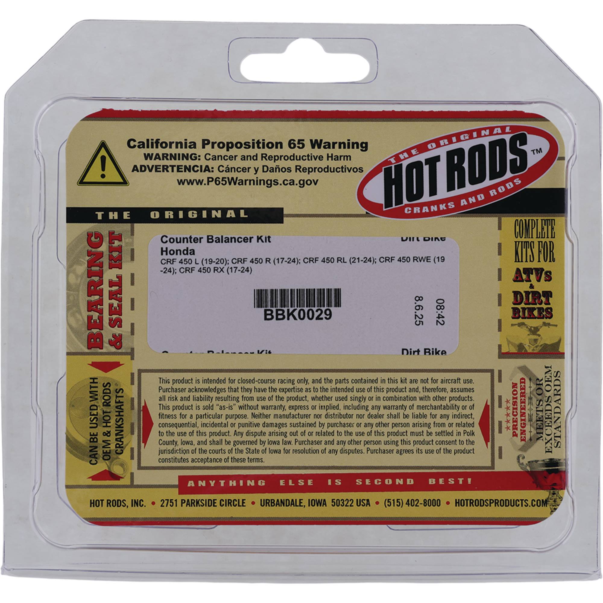 Hot Rods Counter Balancer Kit BBK0029 for Honda CRF 450 L 2019-2020