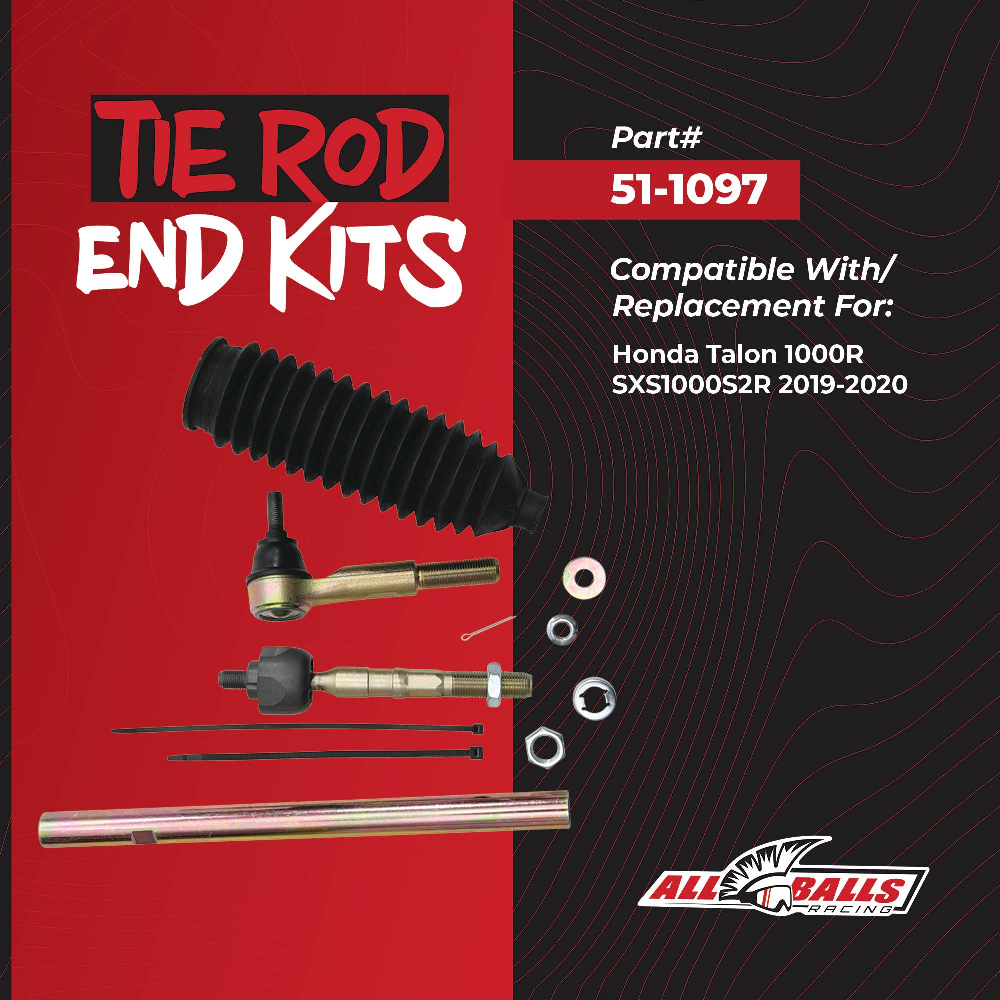 All Balls Tie Rod End Kit (51-1097) for Honda Talon 1000R SXS1000S2R 2019-2020