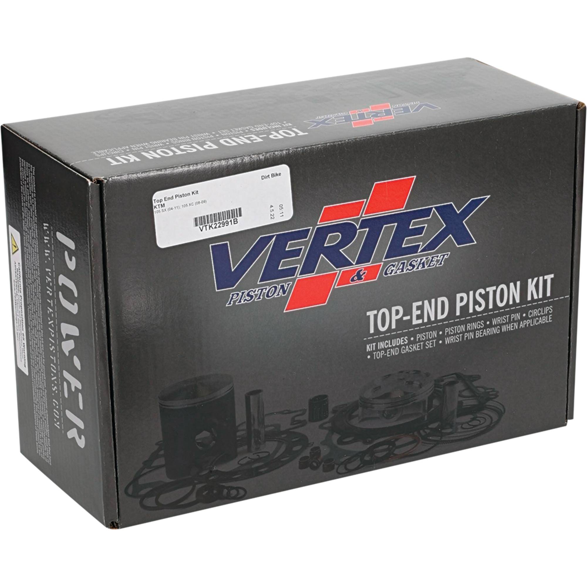 Vertex Top End Piston Kit VTK22991B for KTM 105 SX 2004-2011