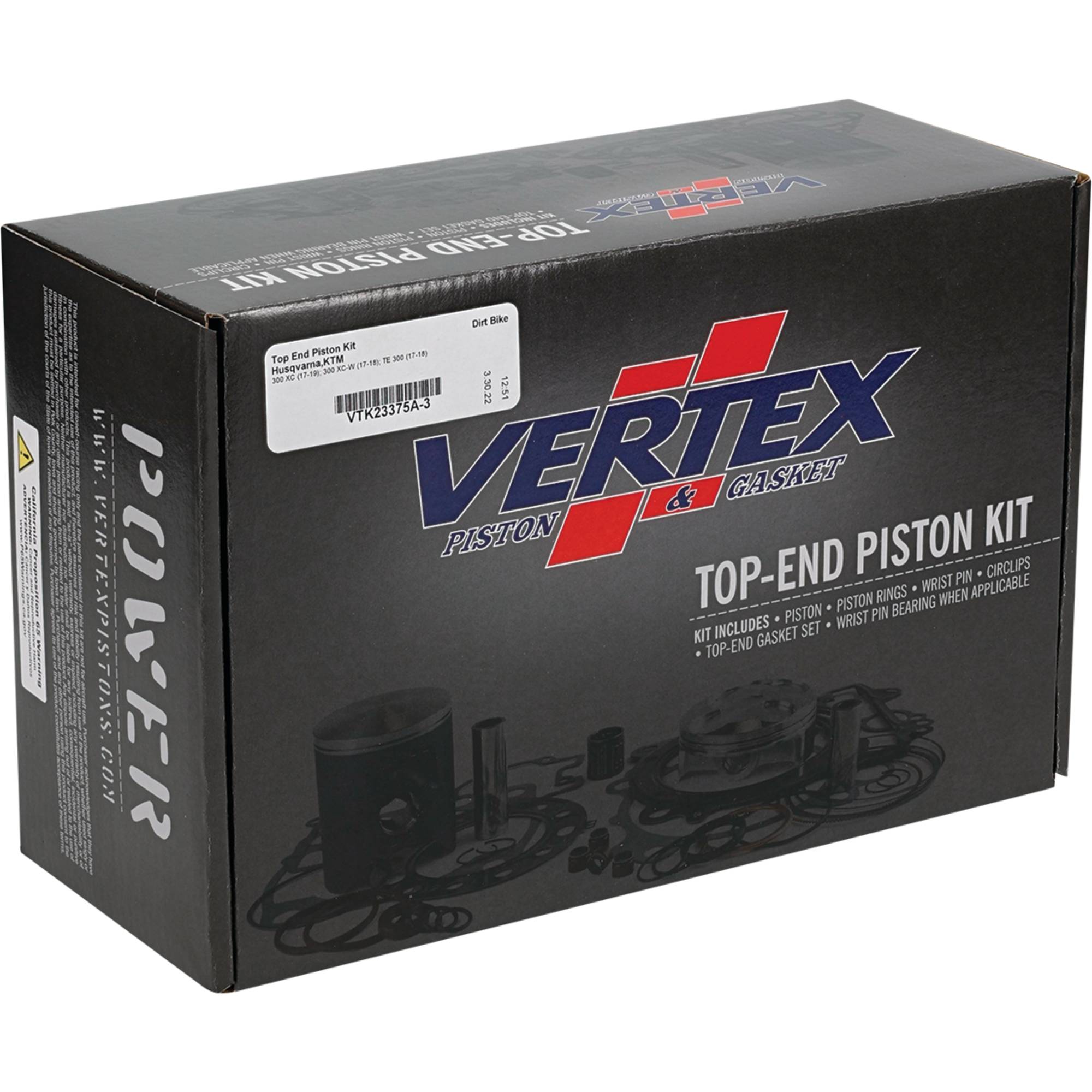 Vertex Top End Piston Kit VTK23375A-3 for Husqvarna TE 300 2017-2018