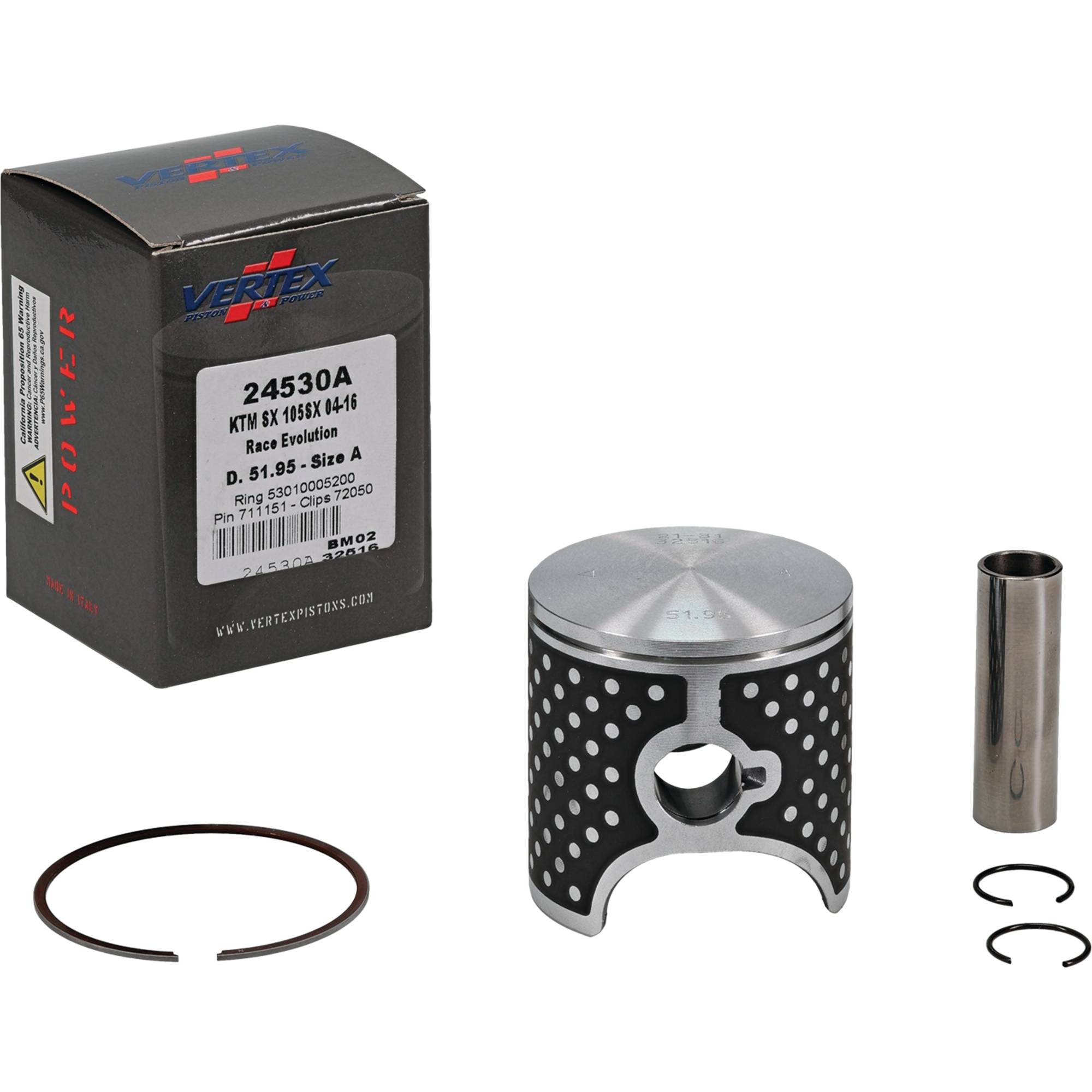 Cast Race Piston Kit For KTM 105 SX 2004-2011, 105 XC 2008-2009; 24530A