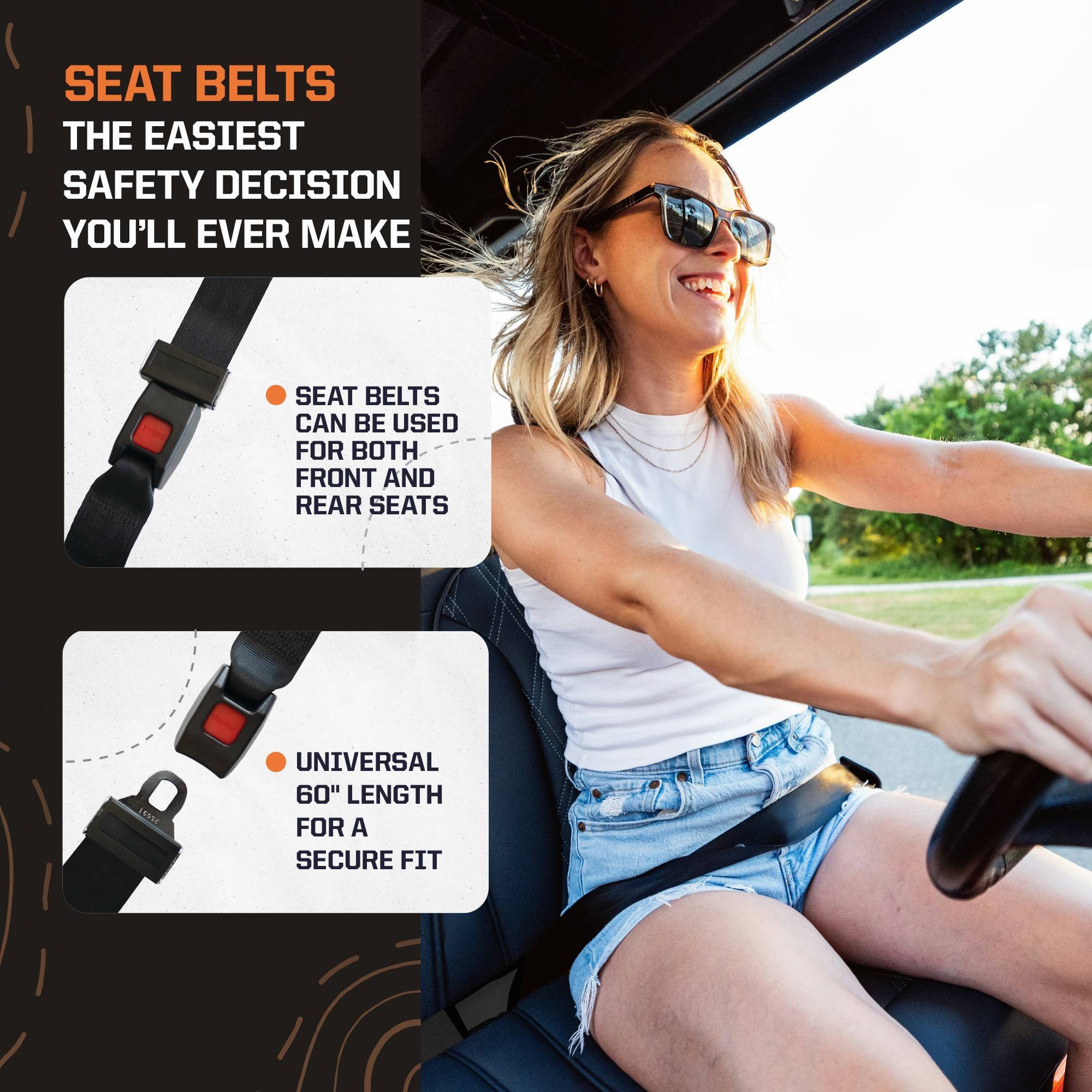 Seat Belt 60" Length, 2" Width golf carts; SEAT-2000
