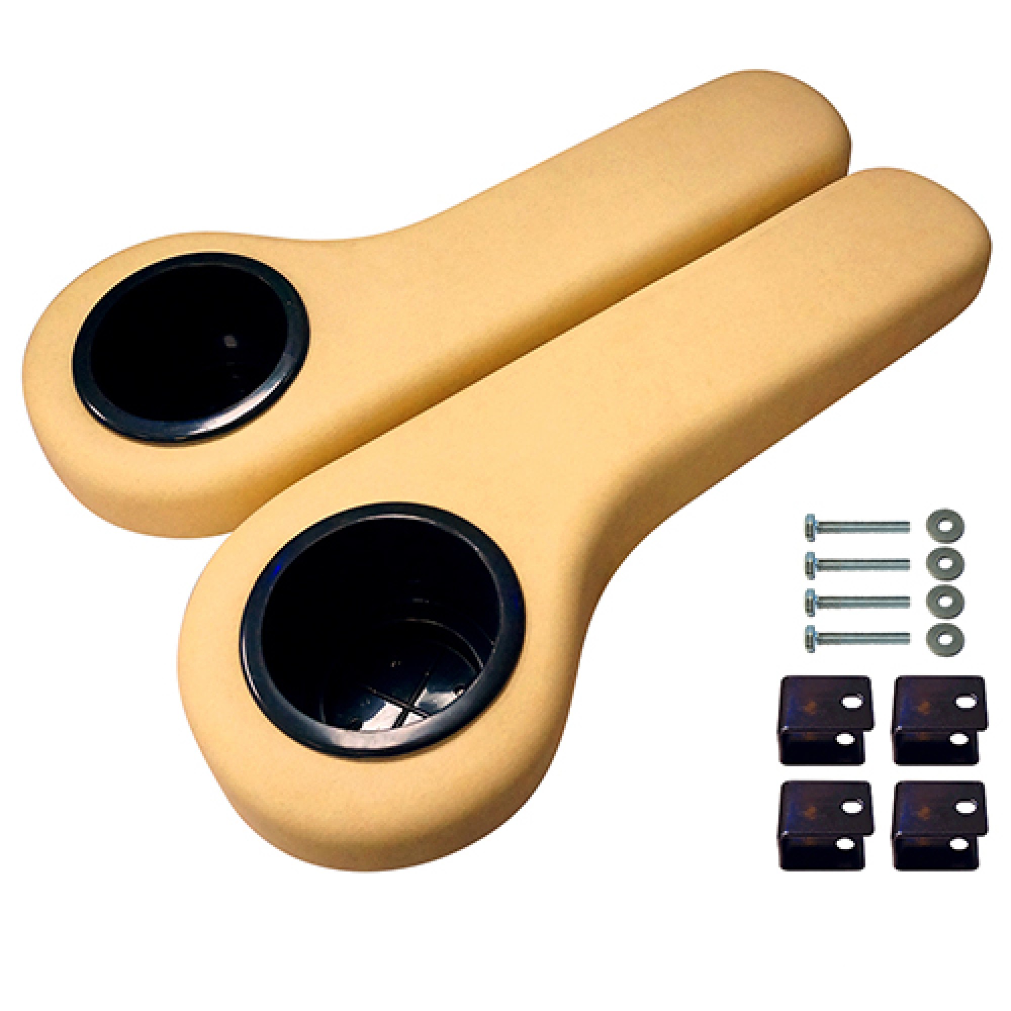 Arm Rest with Cup Holder Set, Buff Golf Carts; SEAT-695-BF