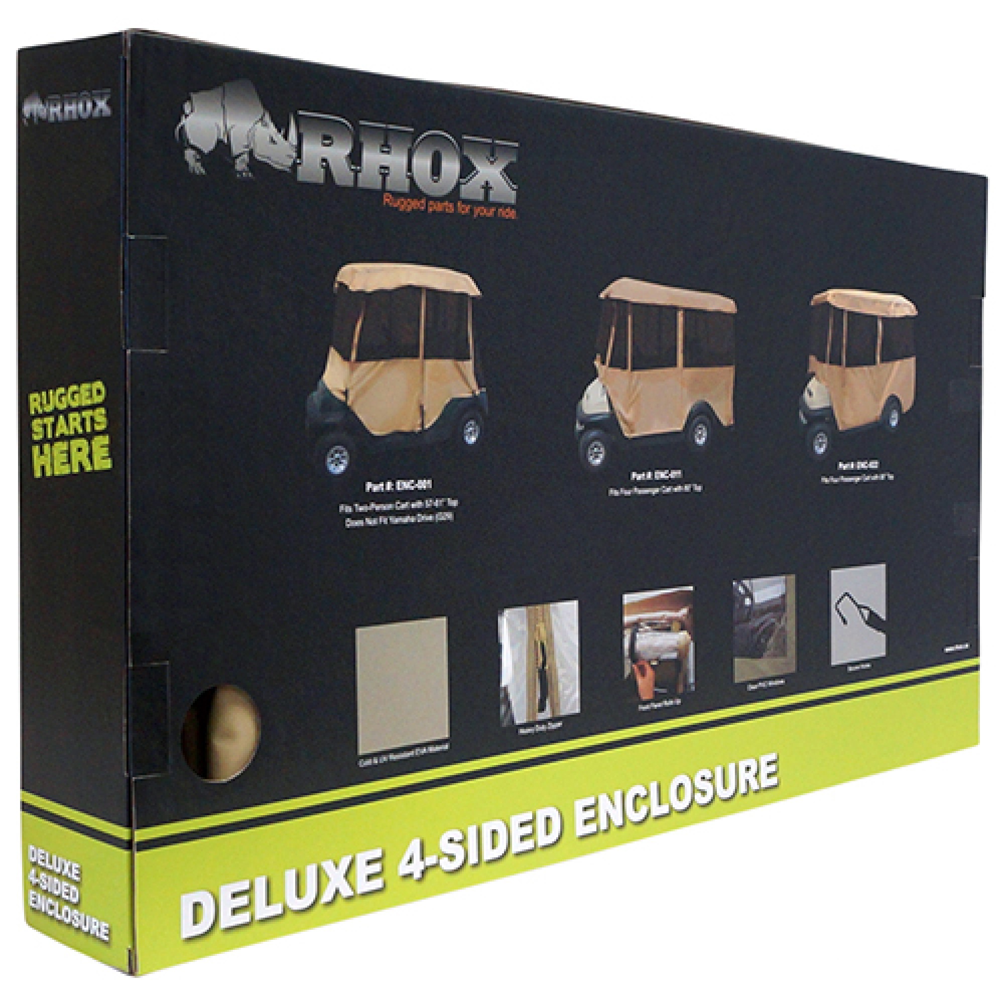 RHOX Enclosure - 4 Person Cart with 88" Top, Sand Color Golf Carts; ENC-022