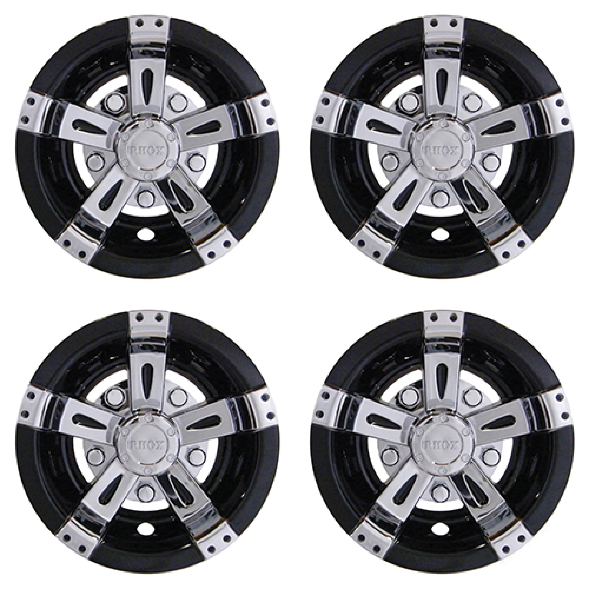 Wheel Cover Set 8" Vegas Chrome/Black, Set of 4 Golf Carts; CAP-0048-4