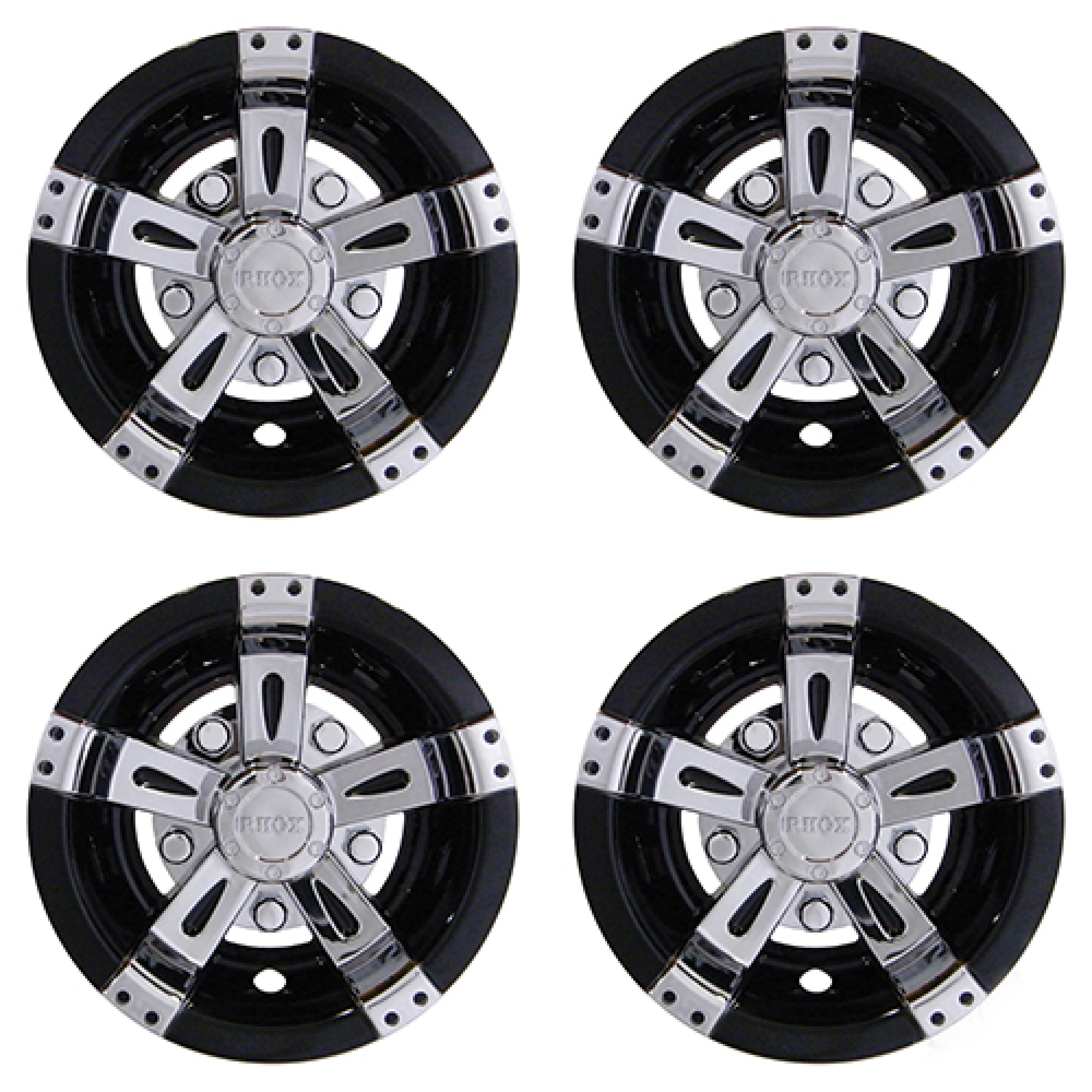 Wheel Cover Set Chrome Finish, Black Golf Carts; CAP-0050-4