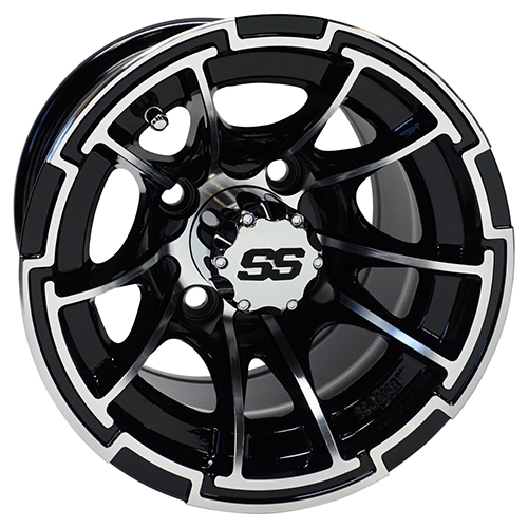 Wheel Machined Gloss Finish, Black Golf Carts; TIR-RX392