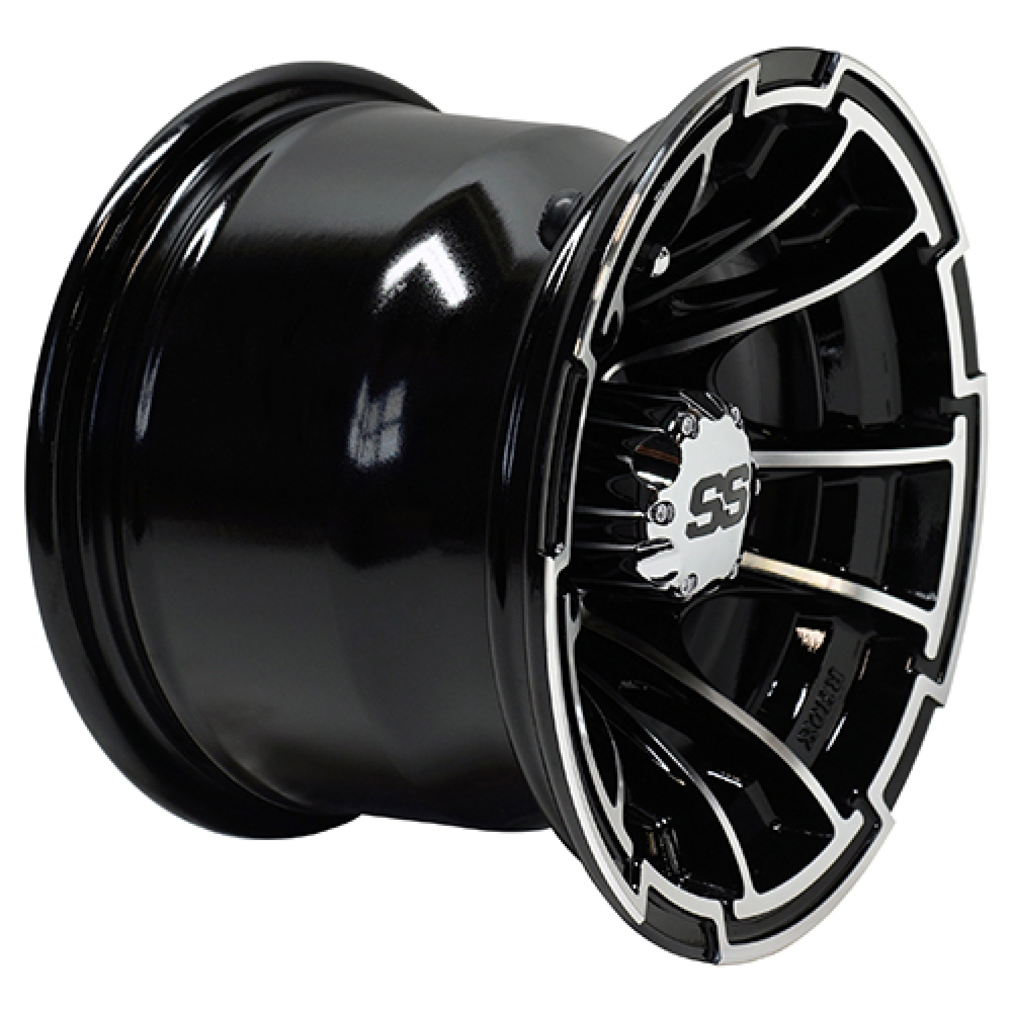 Wheel Machined Gloss Finish, Black Golf Carts; TIR-RX392