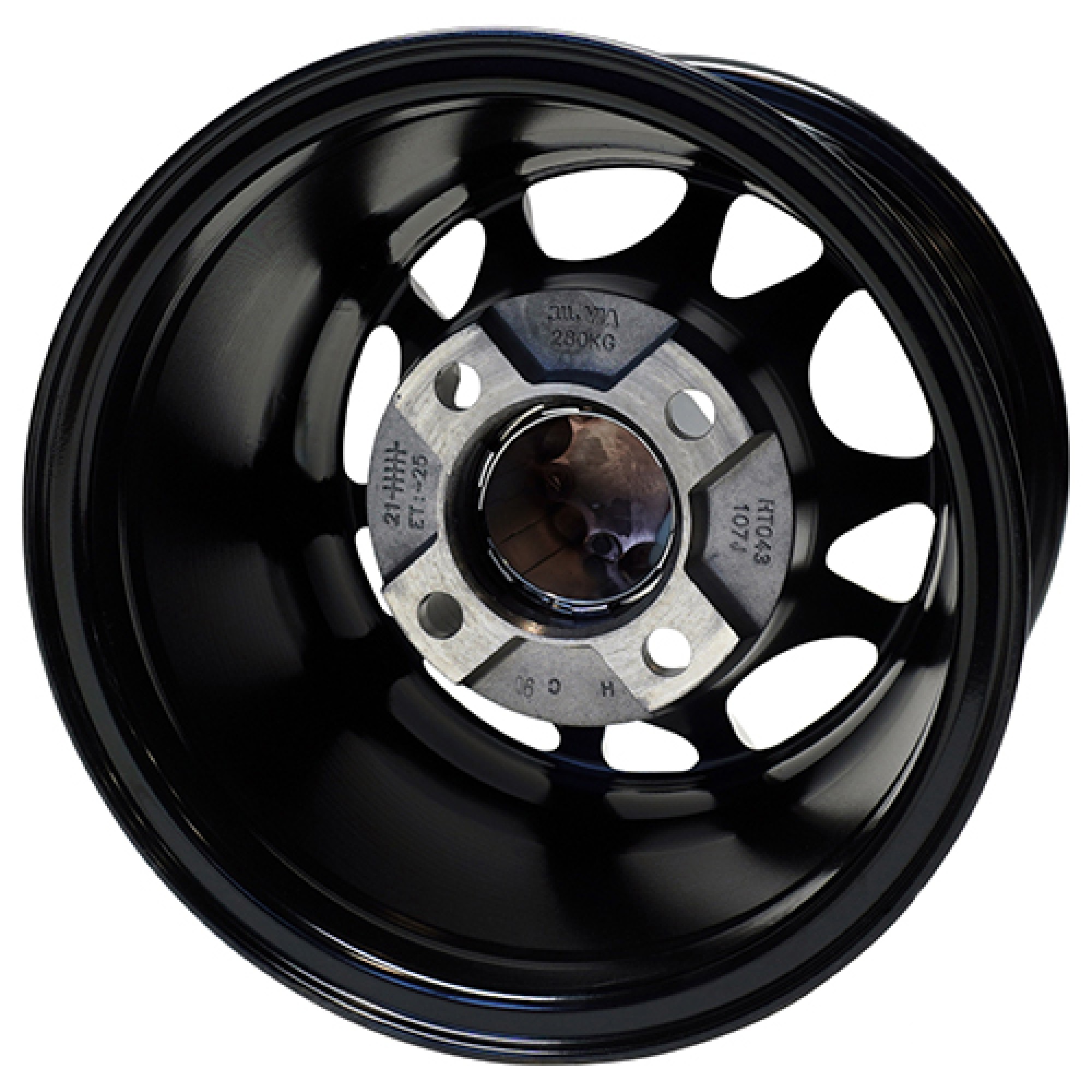 Wheel Machined Gloss Finish, Black Golf Carts; TIR-RX392