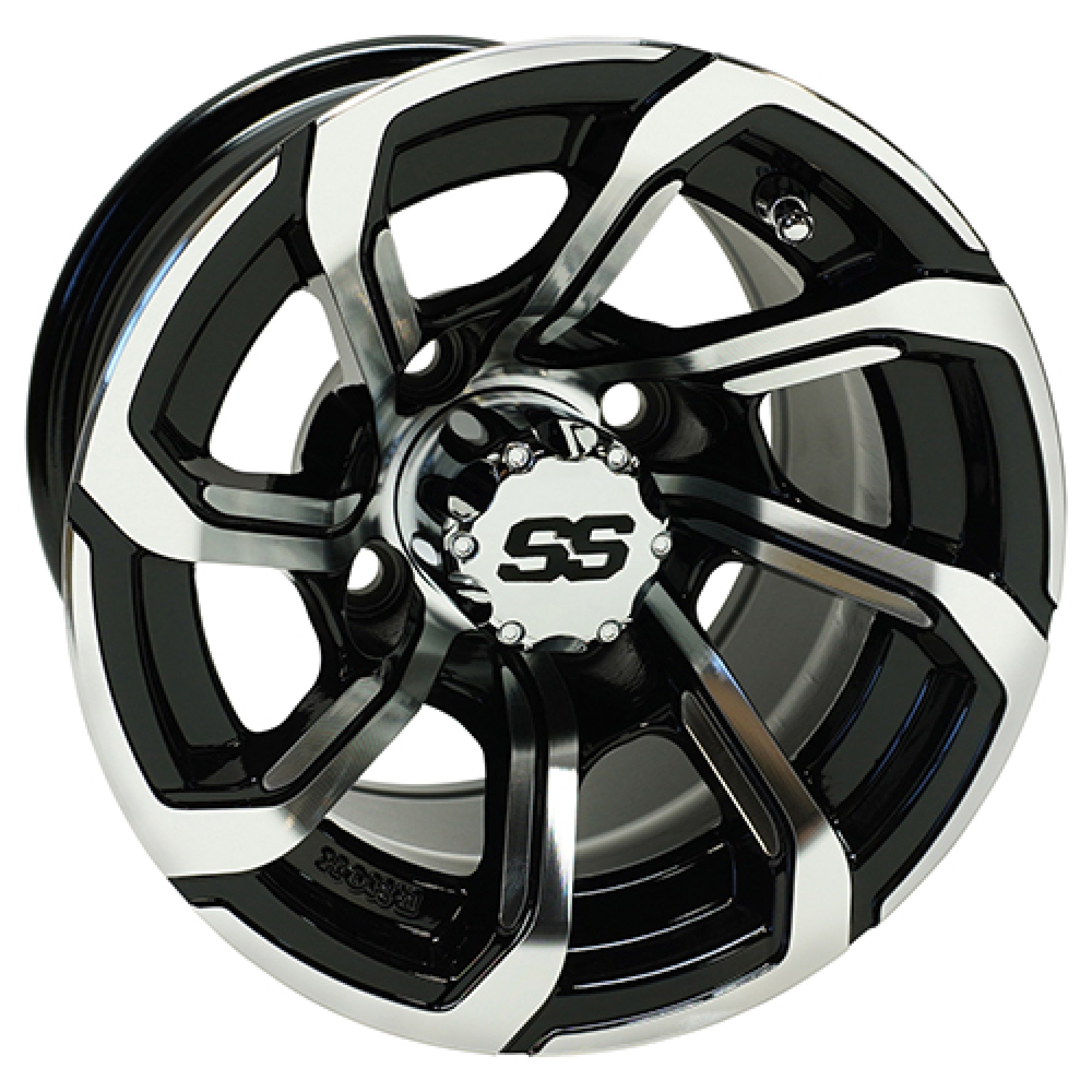 Wheel Machined Gloss Black, 10x7 ET-25 Golf Carts; TIR-RX403