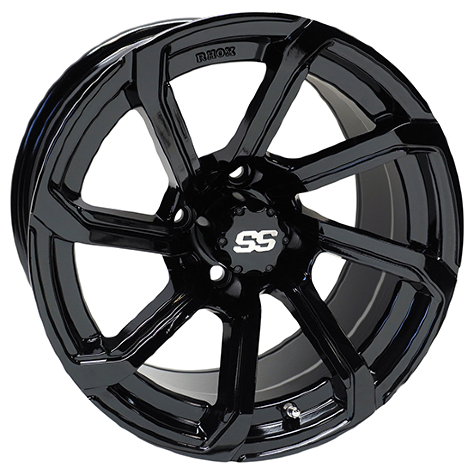 Wheel Gloss Black, 14x7 ET-25 Golf Carts; TIR-RX404-B