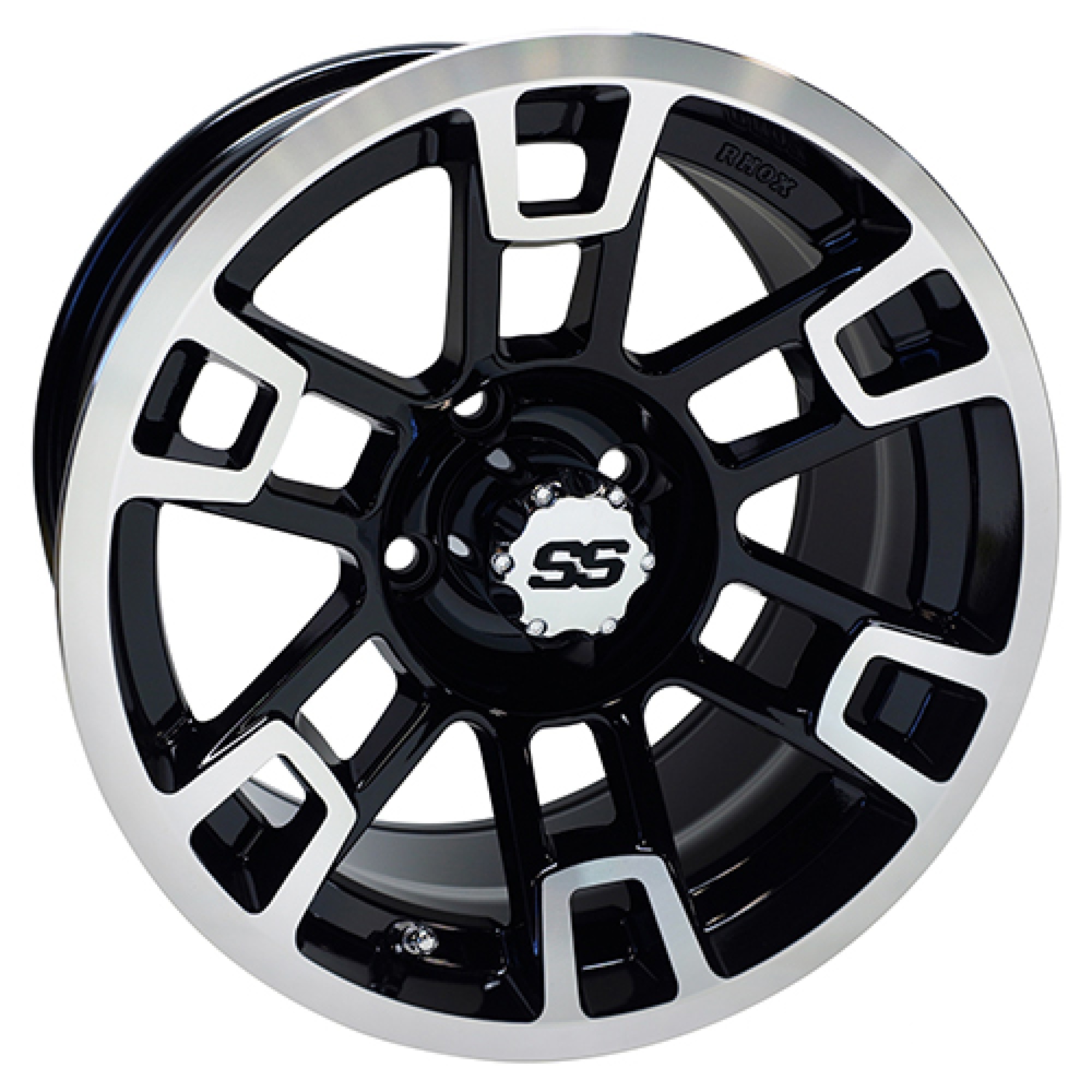 Wheel Machined Gloss Black, 14x7 ET-25 Golf Carts; TIR-RX391