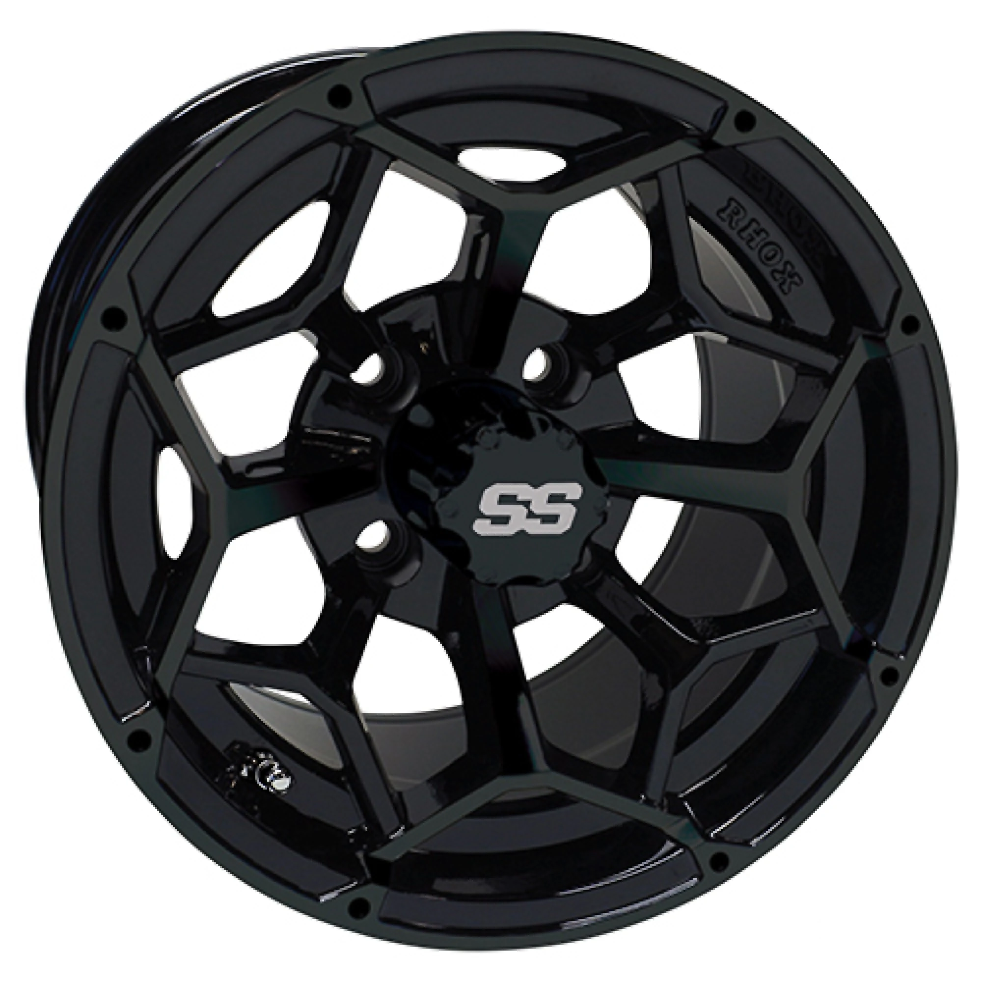 Wheel Gloss Black, 12x7 ET-25 Golf Carts; TIR-RX382-B