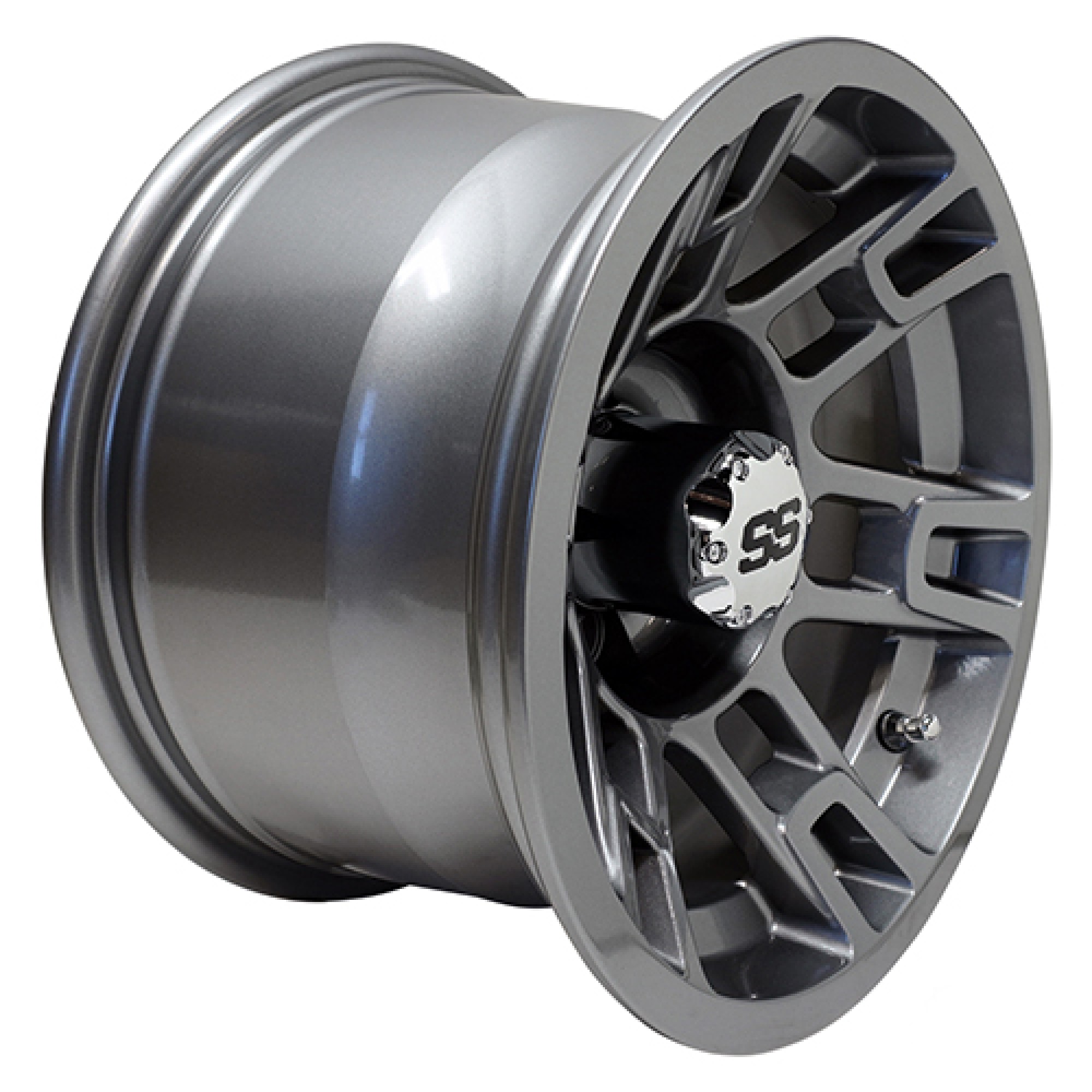 Wheel Gun Metal, 12x7 ET-25 Golf Carts; TIR-RX390-GM