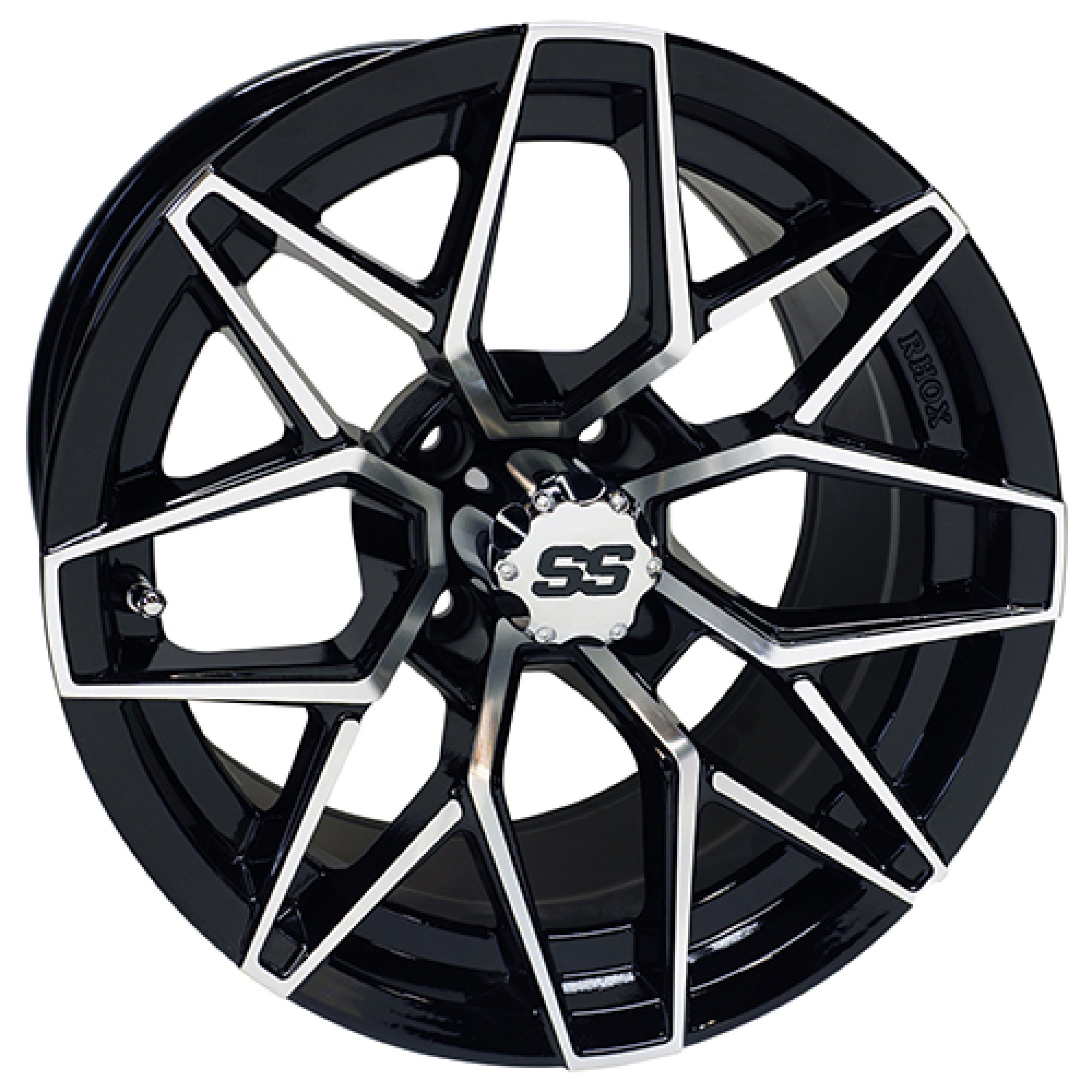 Wheel Machined Gloss Finish, Black Golf Carts; TIR-RX381